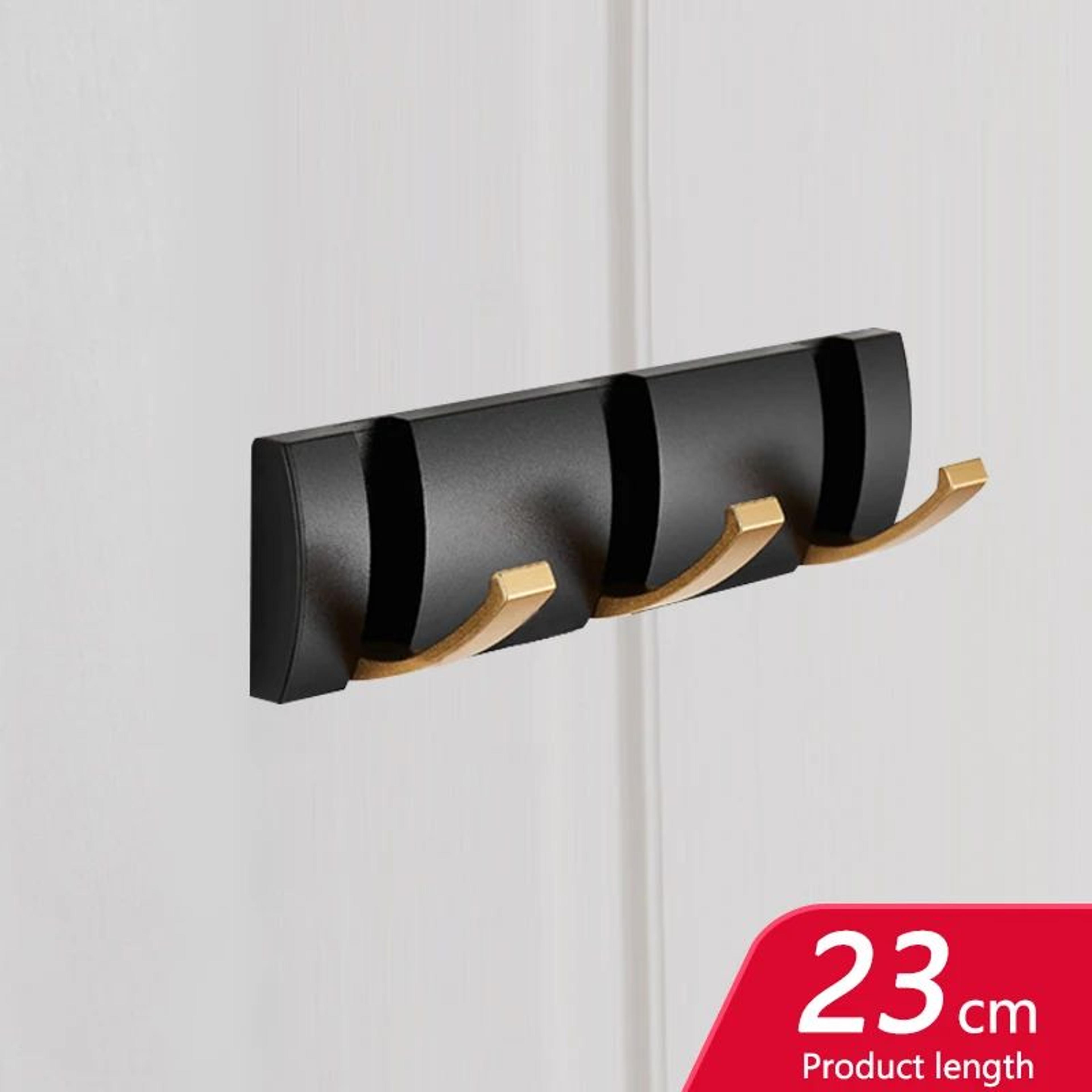 Matte Black  Gold Folding Adhesive Wall Hooks  No Drill Towel  Robe Holder 6