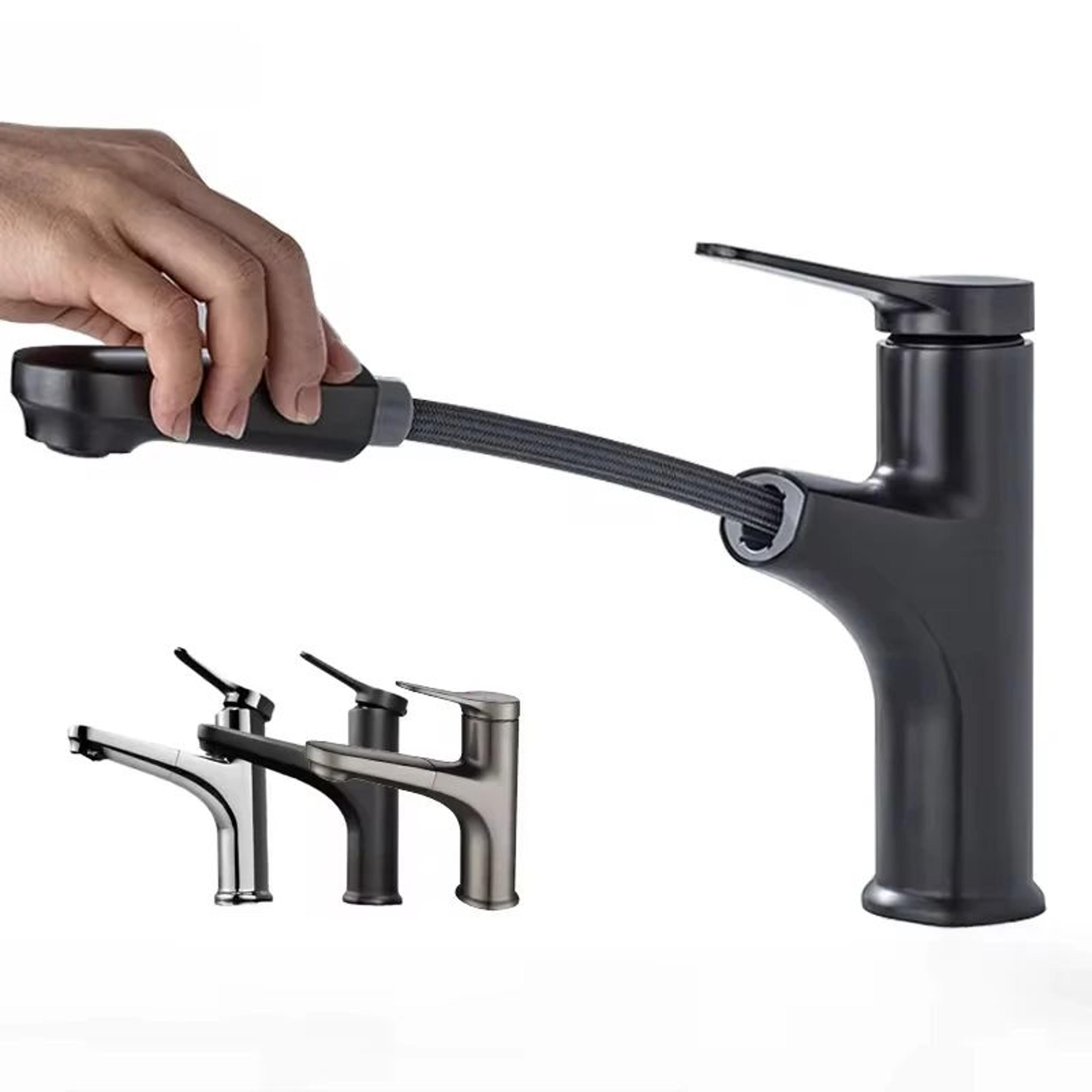 Brass Pullout Bathroom Sink Faucet  Single Handle Hot And Cold Water Faucet Mixer Tap 0