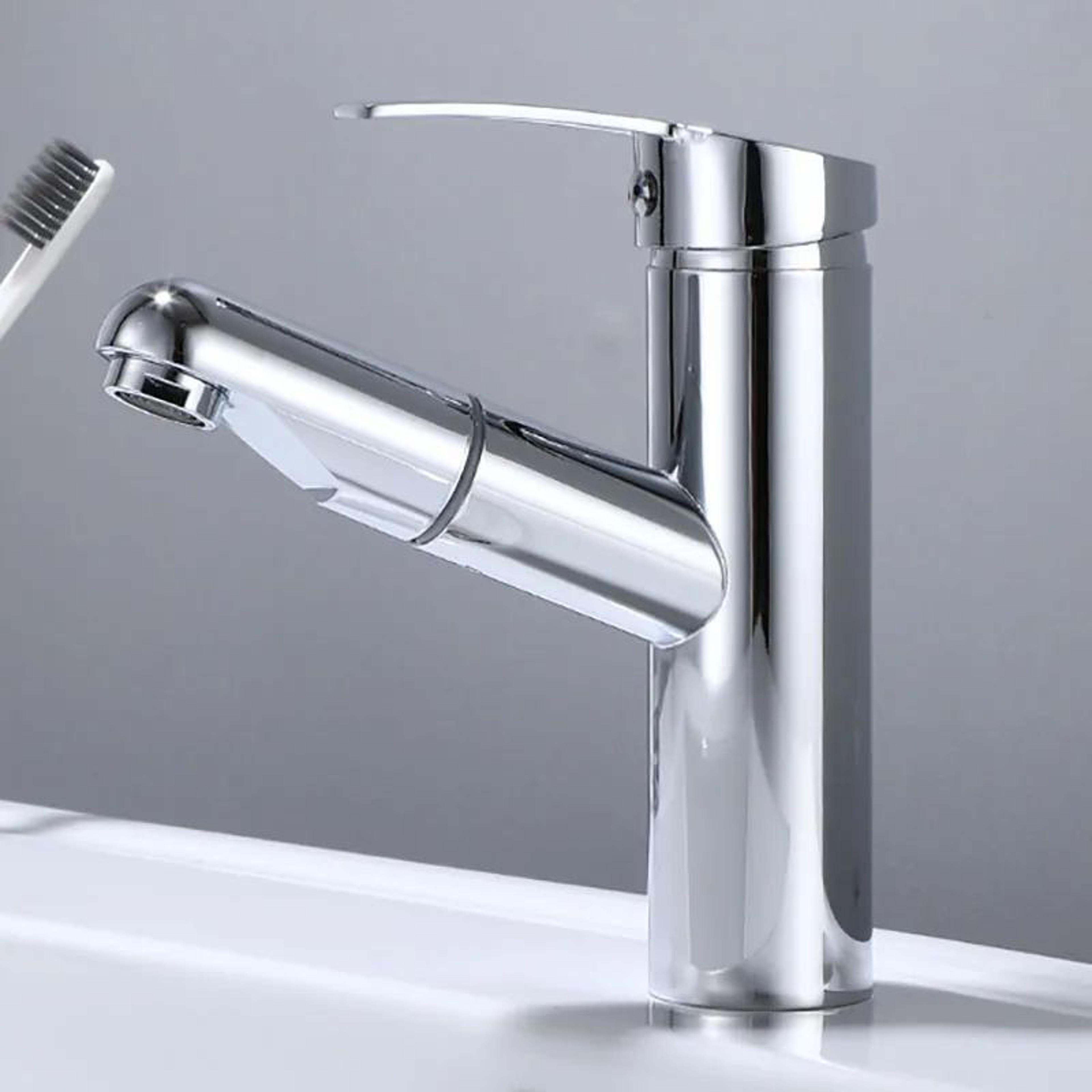 Brass Pullout Bathroom Sink Faucet  Single Handle Hot And Cold Water Faucet Mixer Tap 8