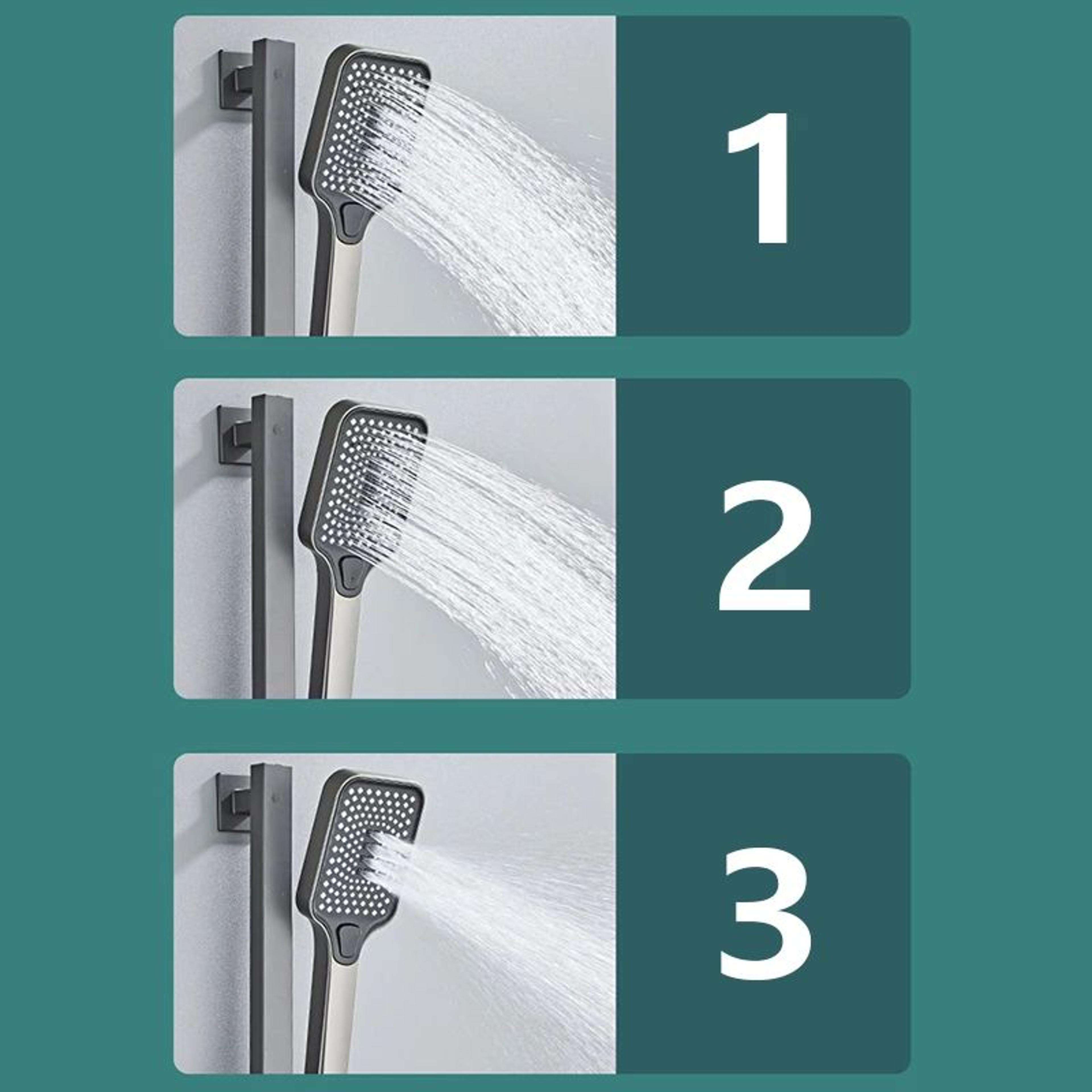 Modern Grey PianoKey Digital Display Shower System  2Way Wall Mounted Shower Set With Tub Spout 1