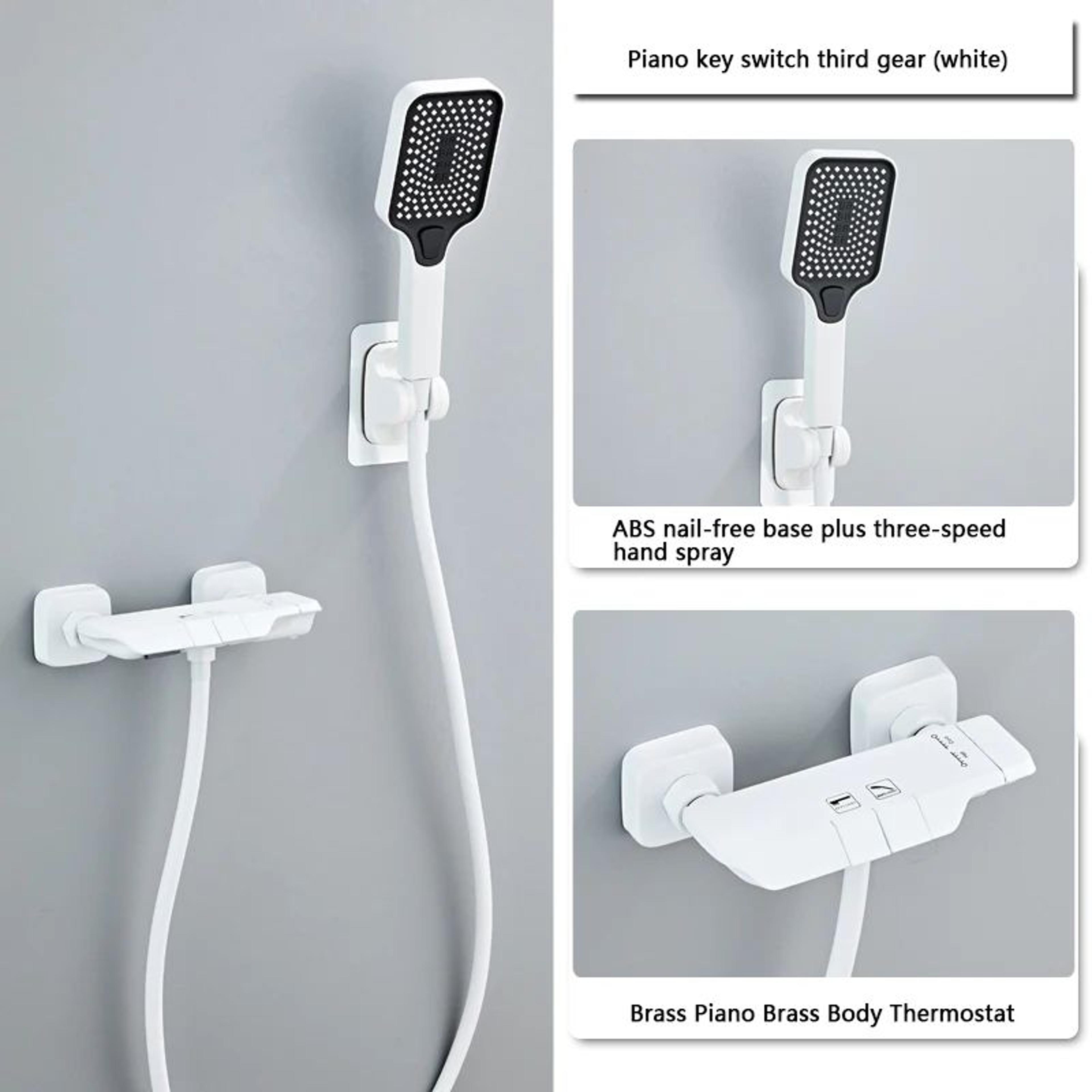 Modern Grey PianoKey Digital Display Shower System  2Way Wall Mounted Shower Set With Tub Spout 12