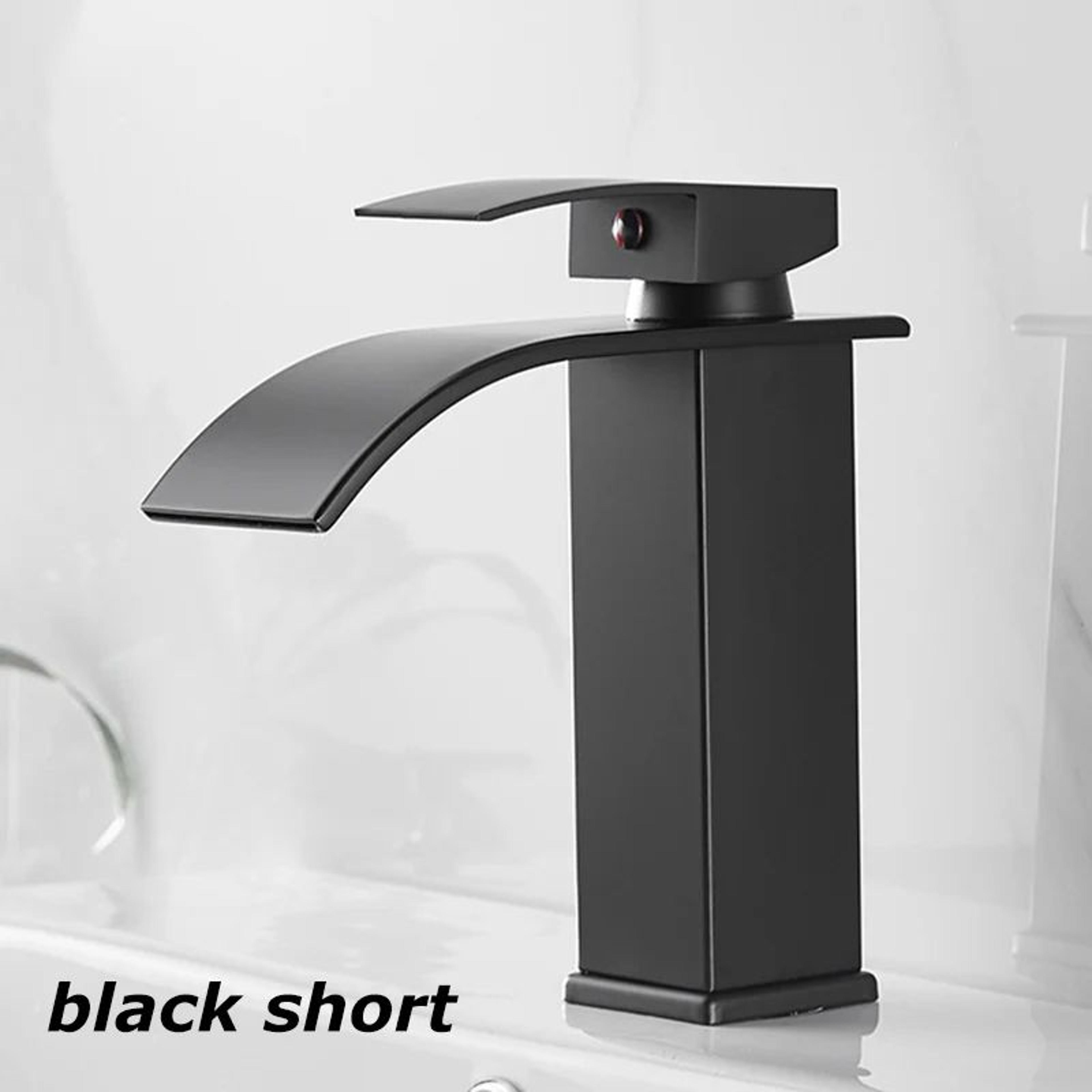 Matte Black Waterfall Bathroom Faucet Stainless Steel Hot  Cold SingleHandle Basin Mixer 7