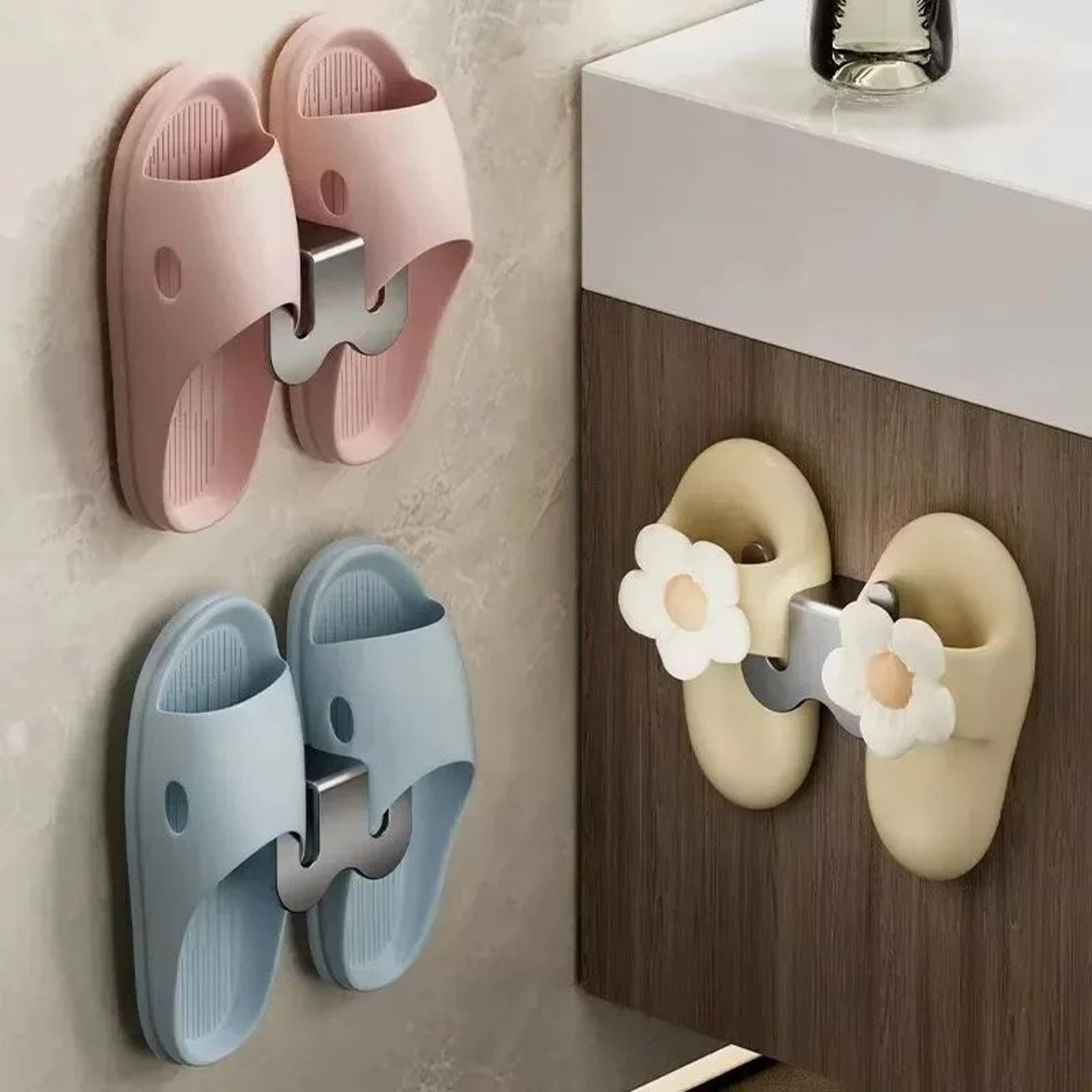 Wall Mounted Shoe Storage Rack With Drainage  SpaceSaving Bathroom Slipper Holder 2