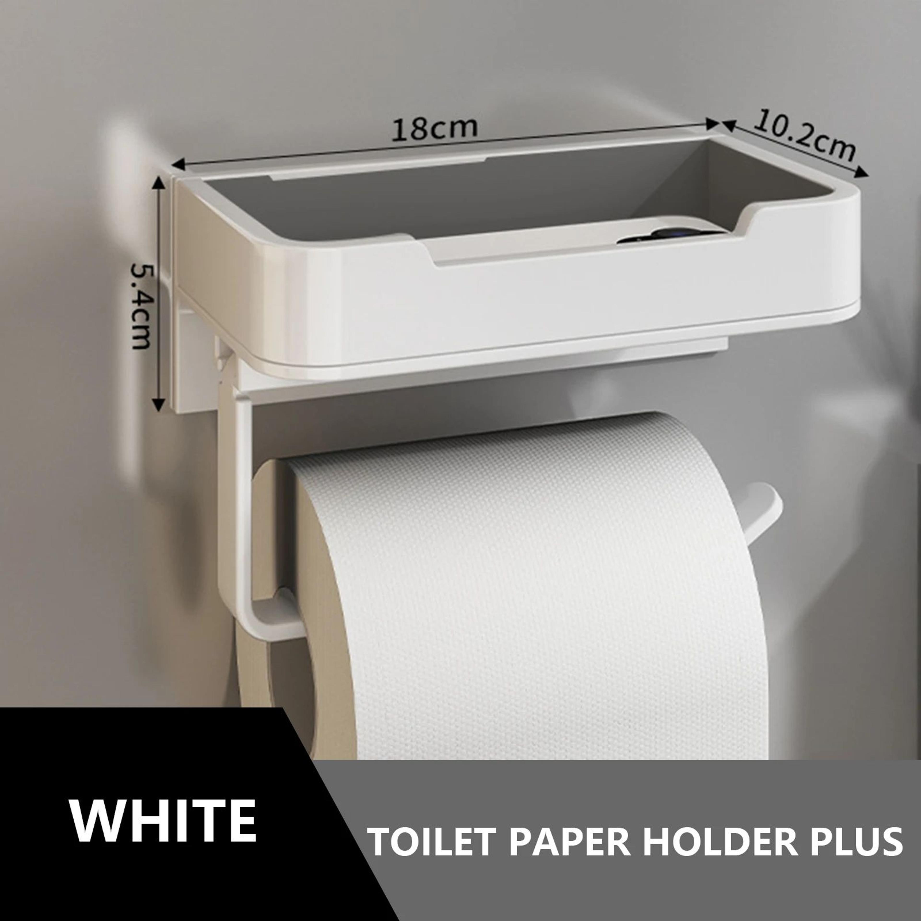 Matte Black Wall Mounted Toilet Paper Holder With Storage Shelf 10