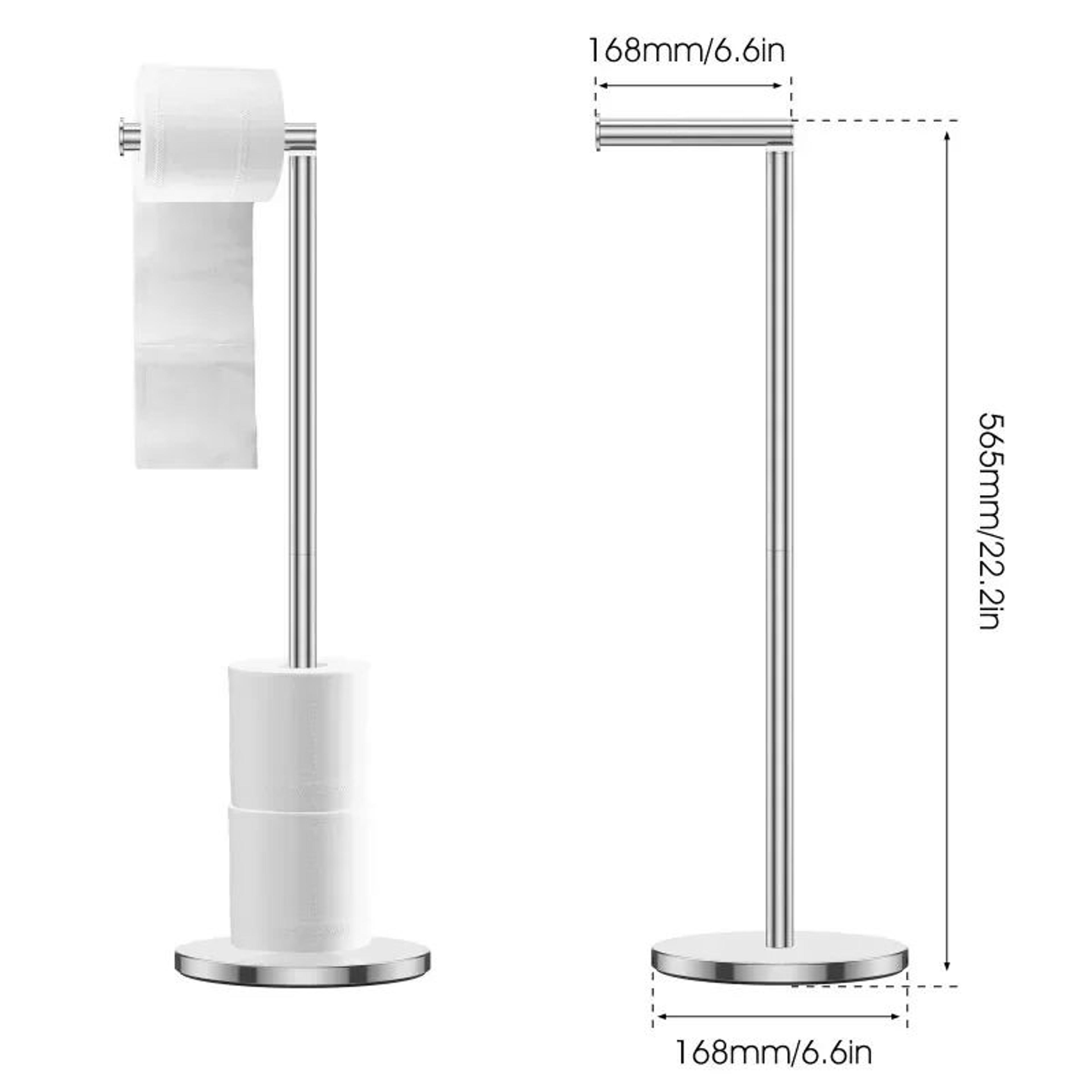 Freestanding Stainless Steel Toilet Paper Holder Stand With Storage Shelf 5