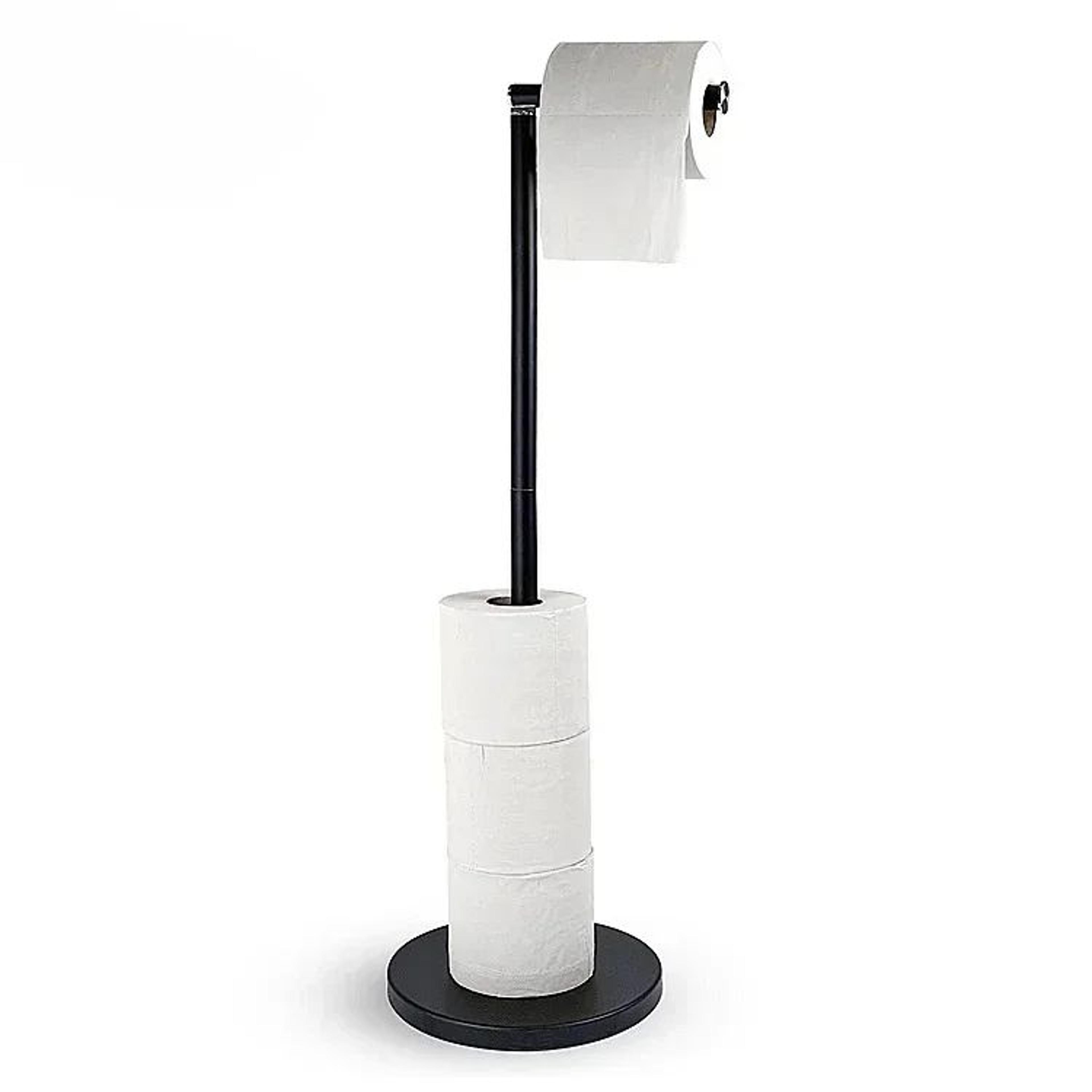 Freestanding Stainless Steel Toilet Paper Holder Stand With Storage Shelf 8
