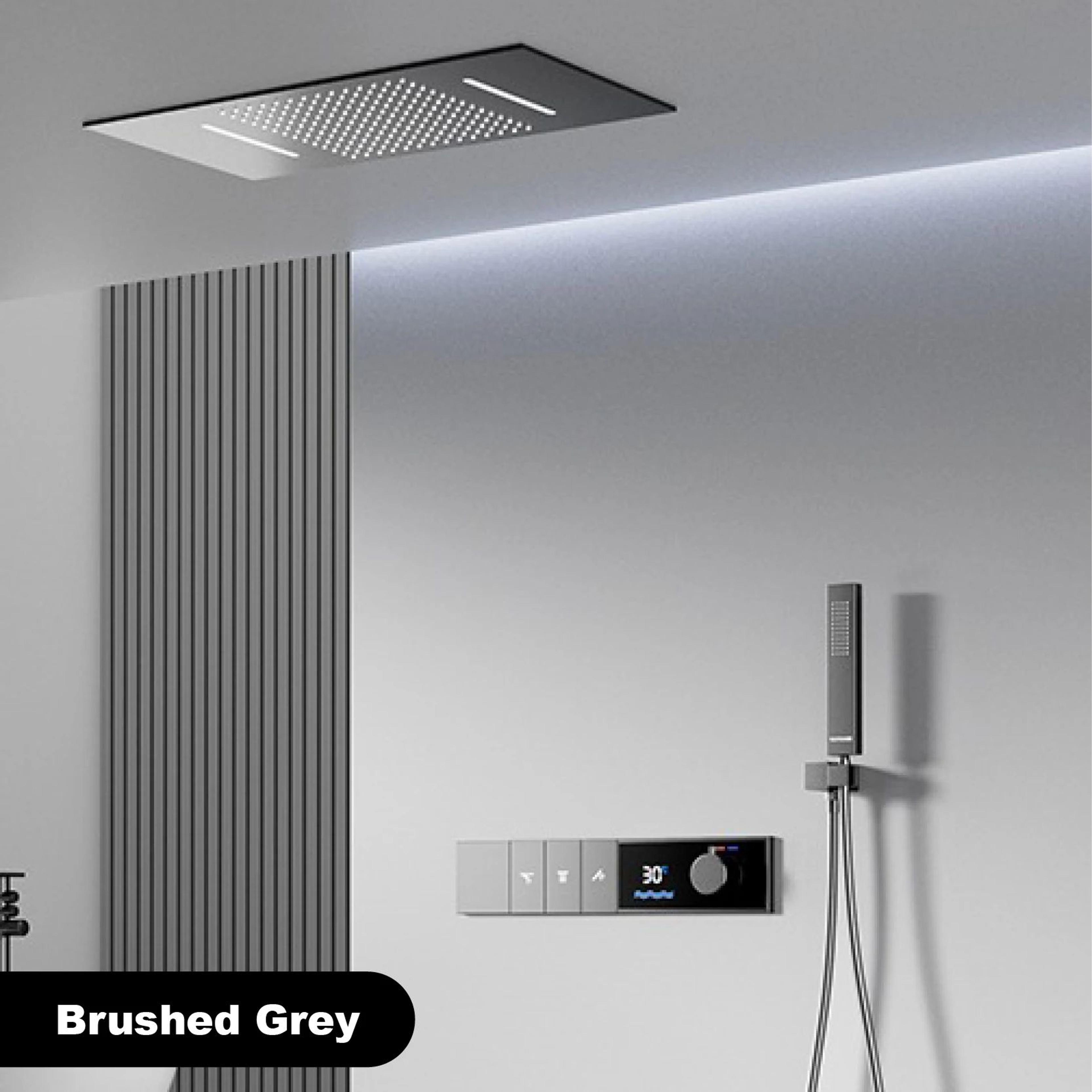 Luxury Thermostatic LED Shower System With Ceiling Waterfall  3 Spray Modes 9