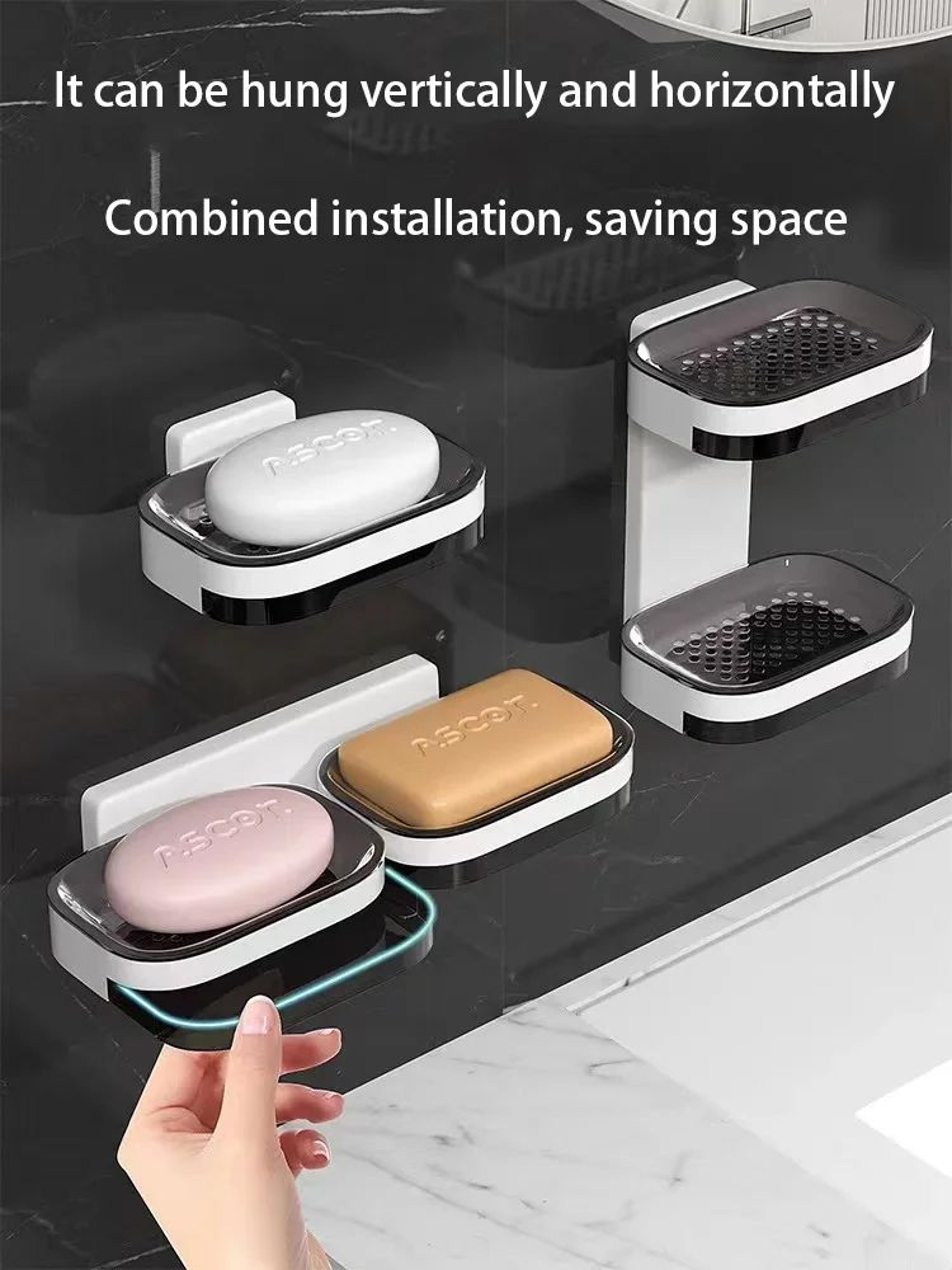 NoDrill Double Layer Bathroom Storage Rack With Drainage  Wall Mounted Soap Holder  Organizer 1