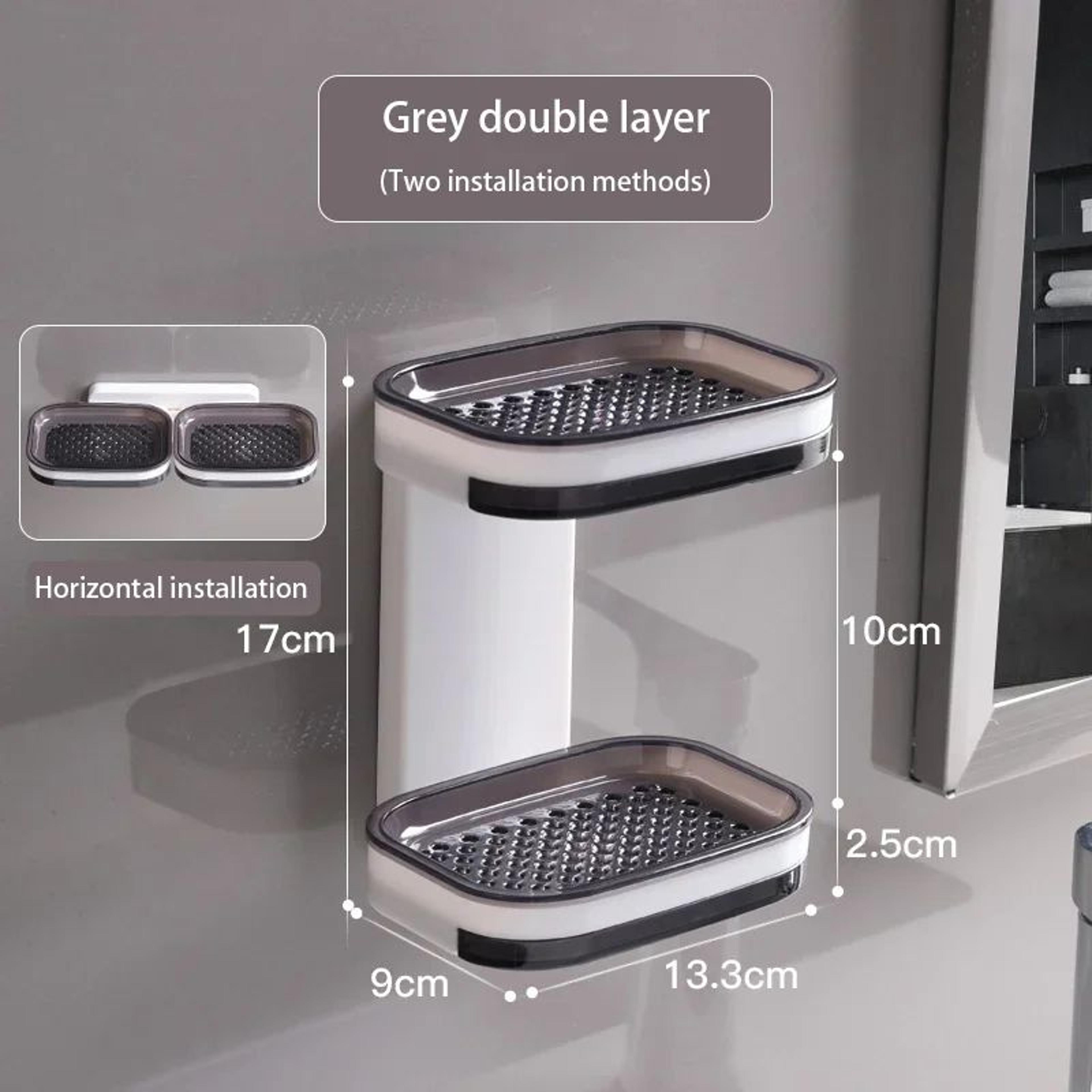 NoDrill Double Layer Bathroom Storage Rack With Drainage  Wall Mounted Soap Holder  Organizer 9