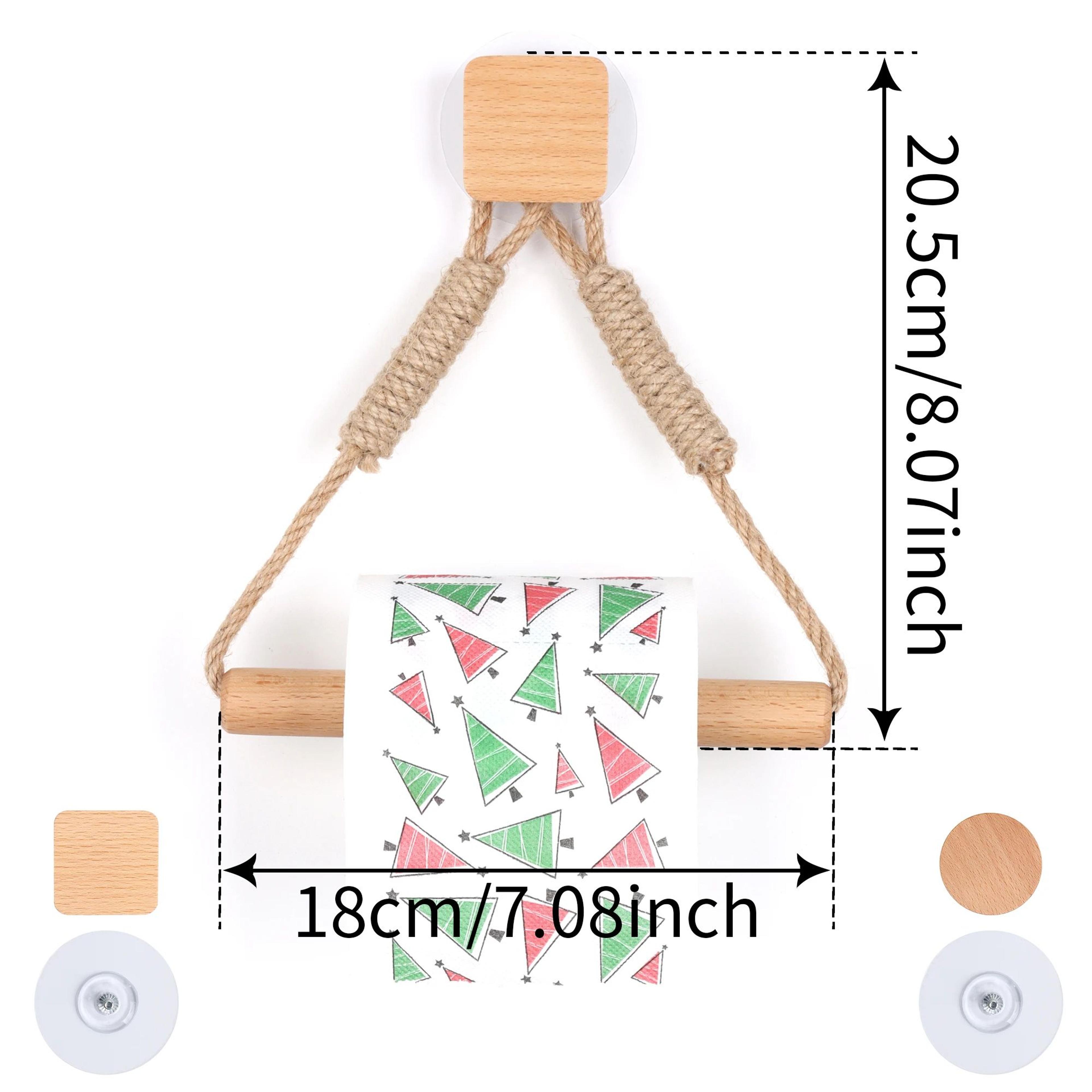 Rustic Wooden Triangle Toilet Paper Holder  NailFree Wall Mounted Bathroom Shelf 5