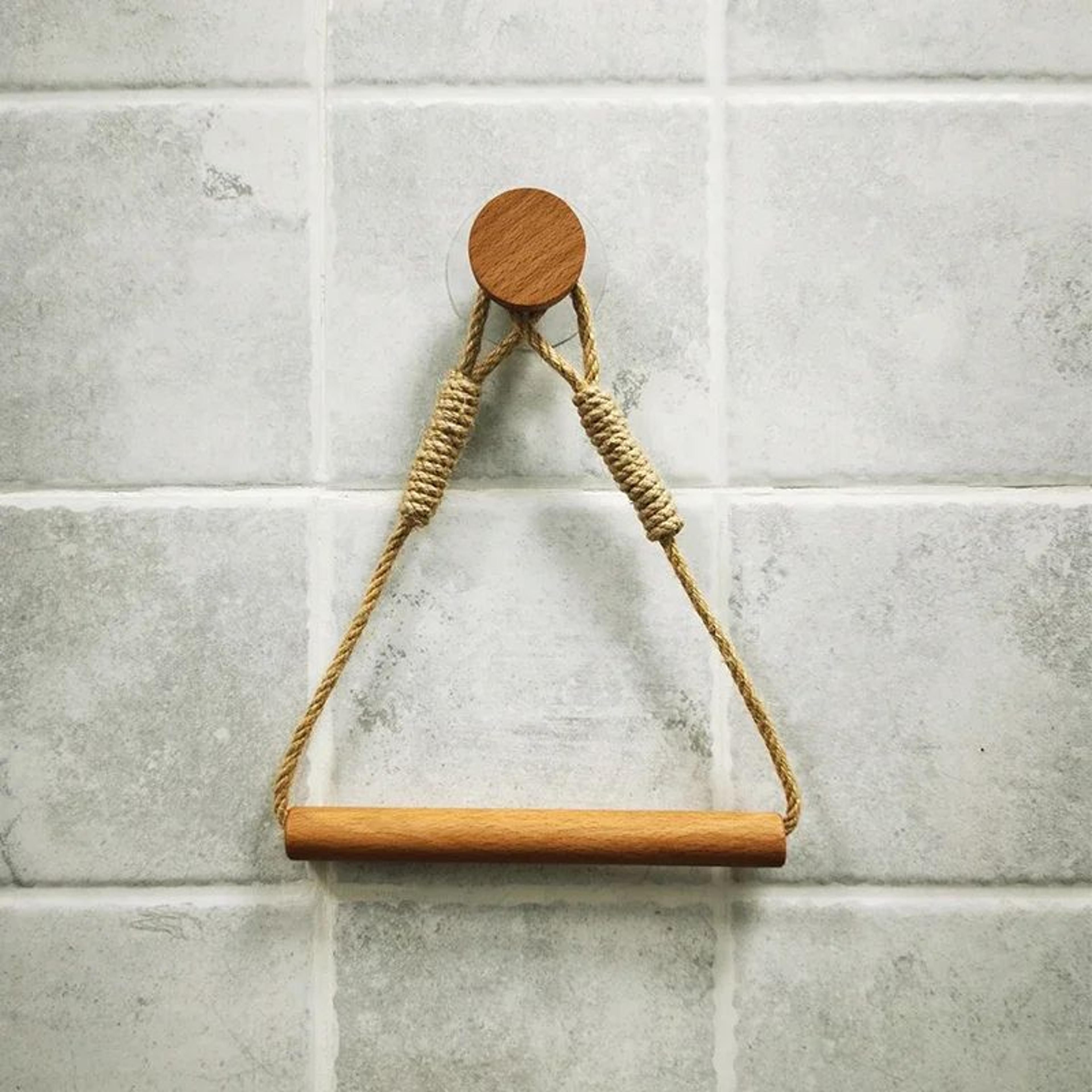 Rustic Wooden Triangle Toilet Paper Holder  NailFree Wall Mounted Bathroom Shelf 8