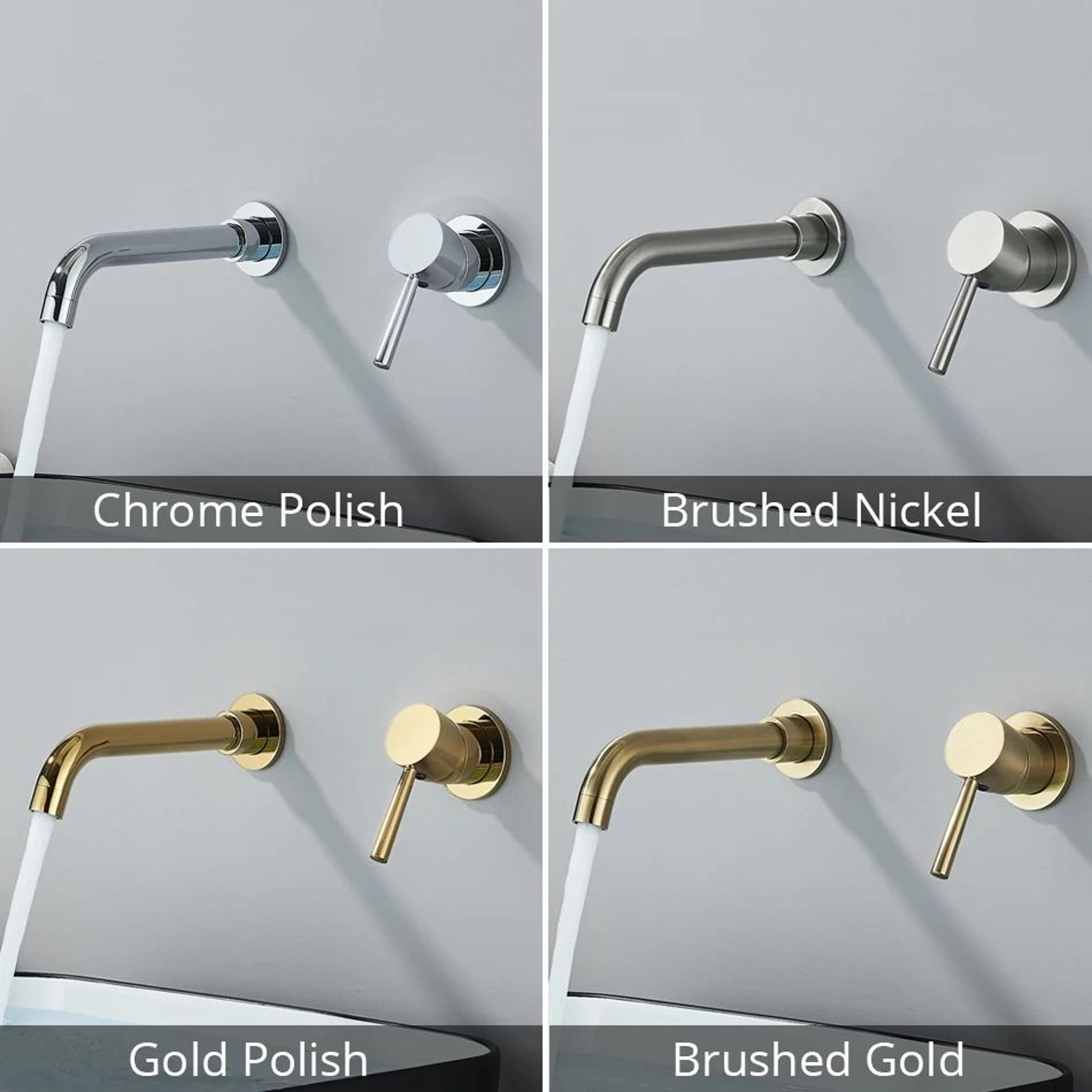 Brushed Gold Wall Mount Bathroom Faucet  Concealed Hot  Cold Basin Mixer Tap 3