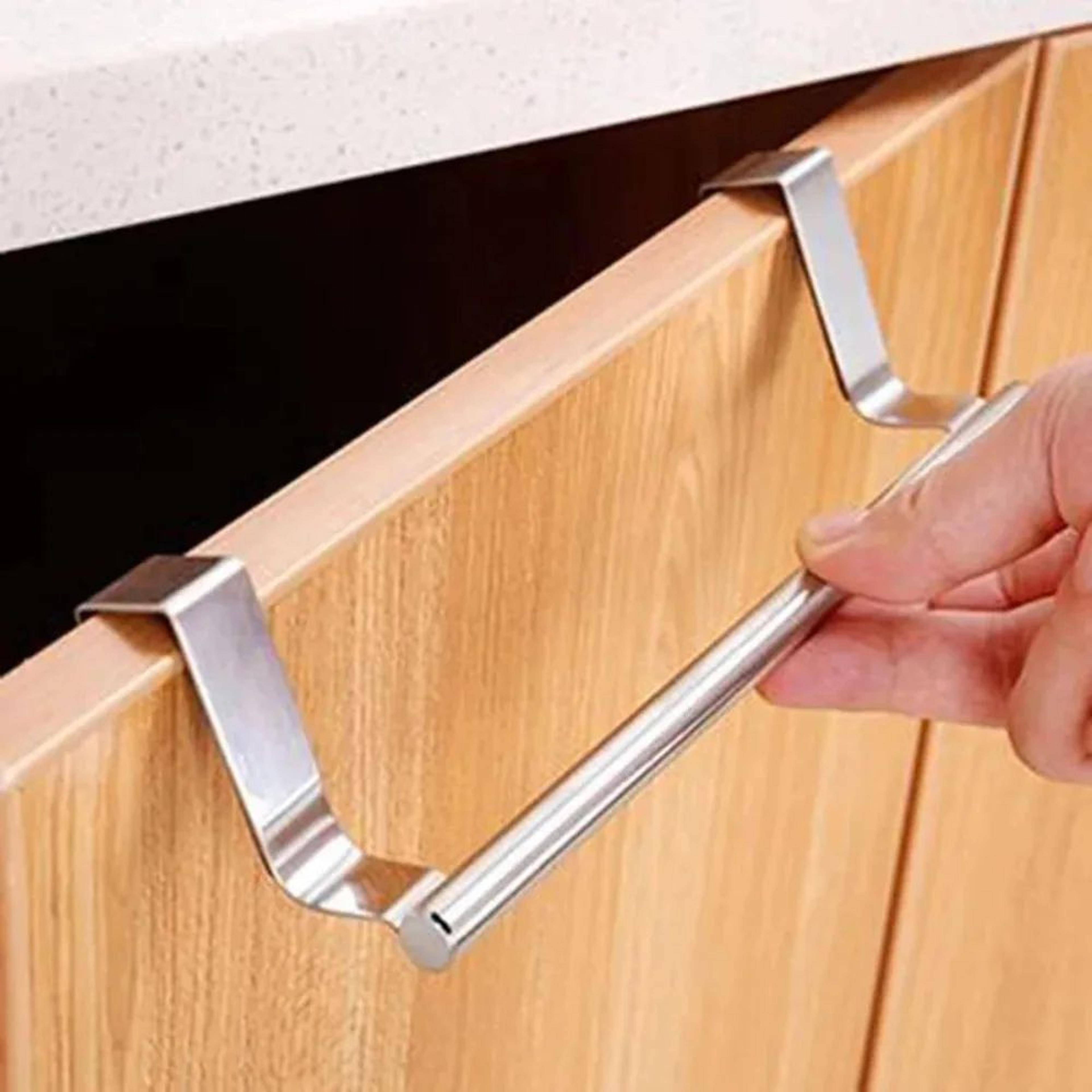 NoDrill Stainless Steel Towel Bar  Over The Door SpaceSaving Bathroom  Kitchen Rack 2