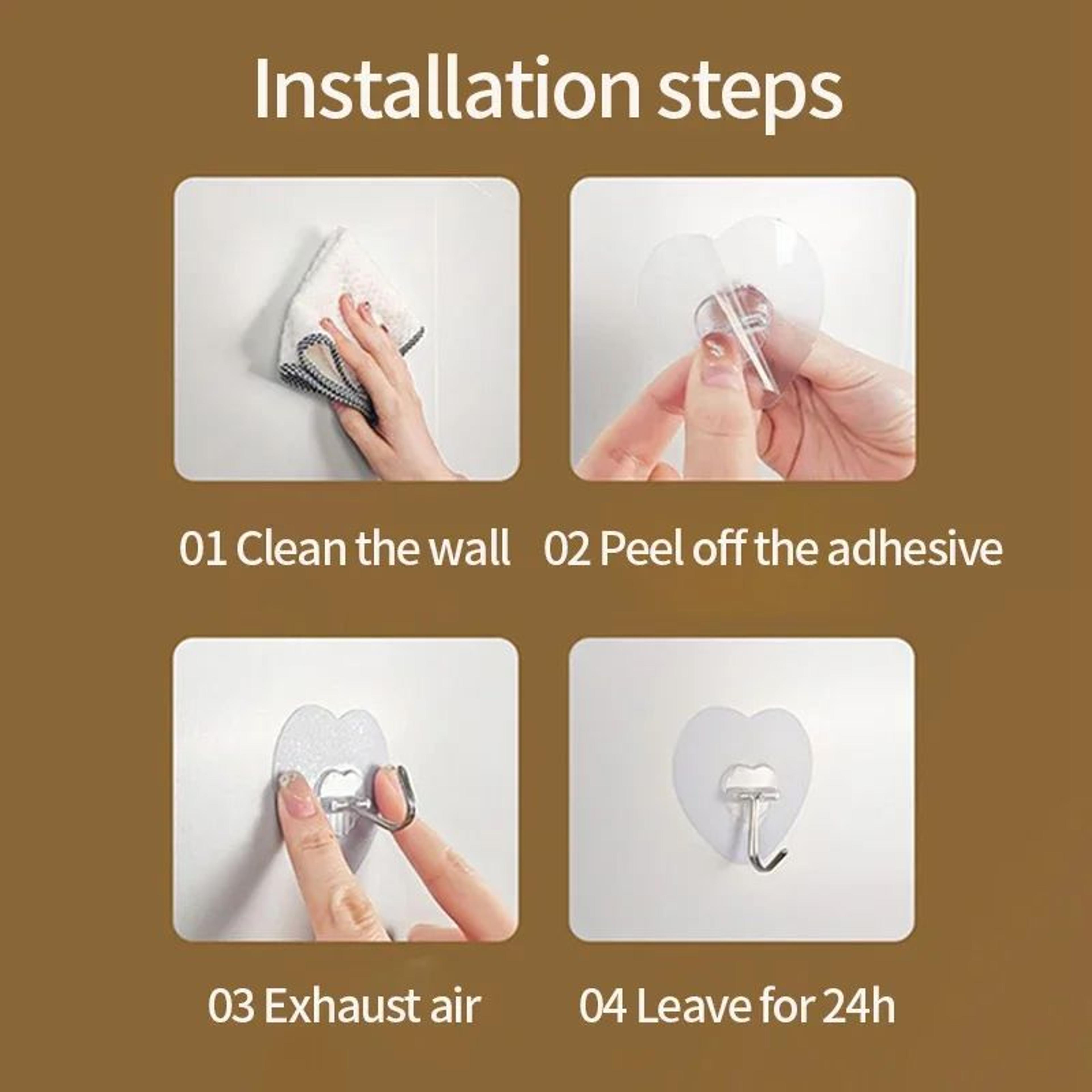 ClearGrip Heavy Duty Self Adhesive Hooks  Transparent Stainless Steel Wall Hooks For Kitchen  Bathr 4