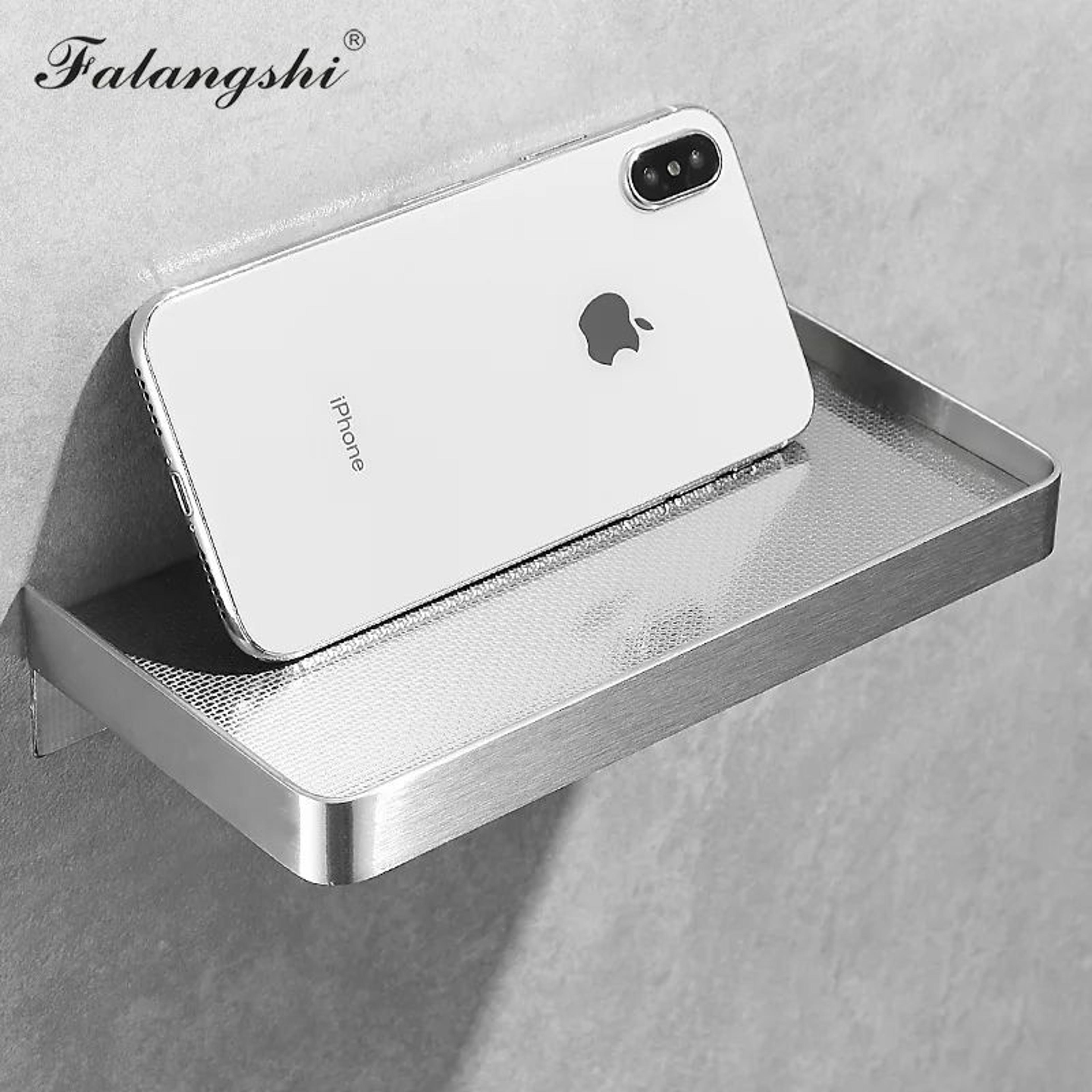 Falangshi Stainless Steel Shower Shelf With Phone Holder  Wall Mounted Bathroom Storage Rack 1