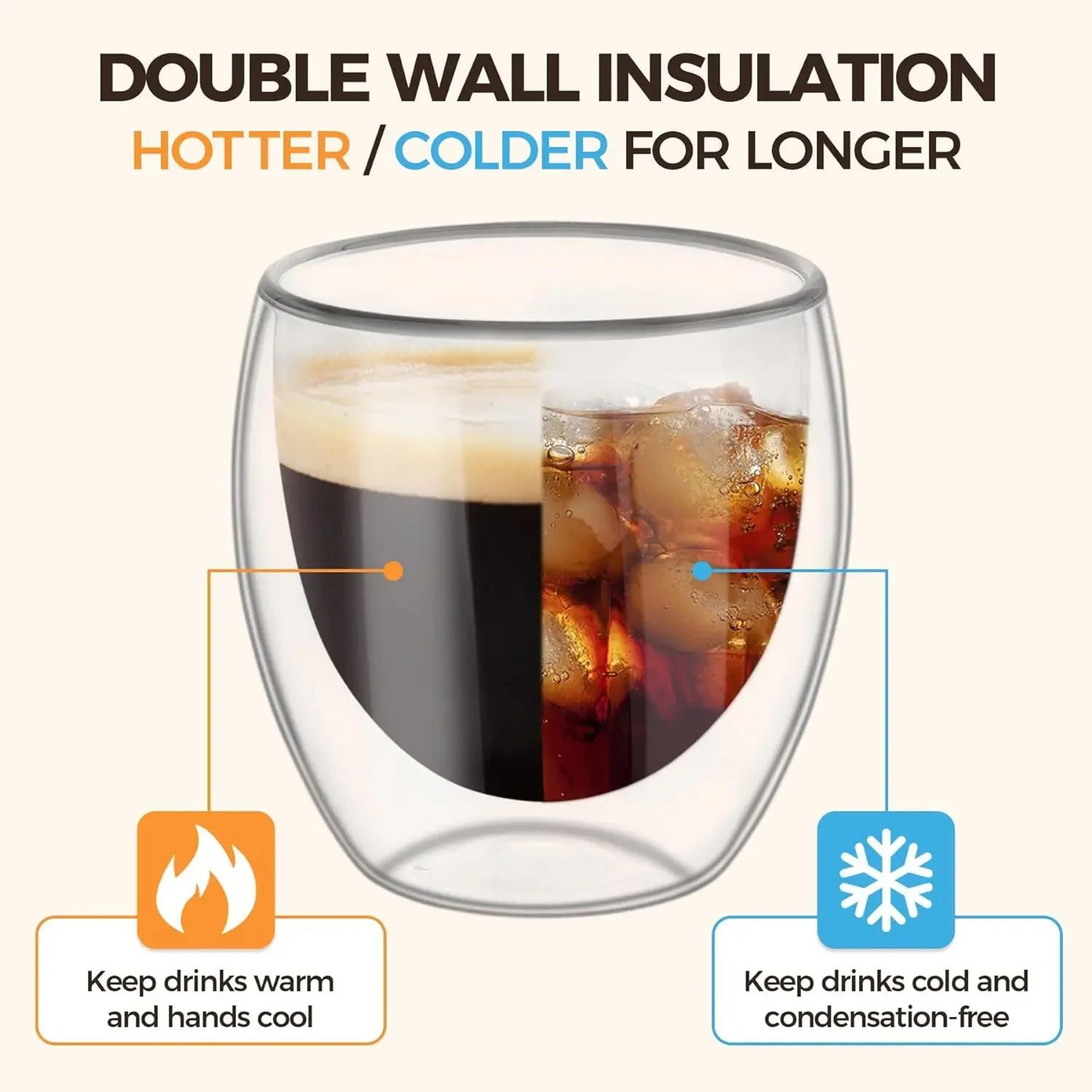 Double Wall Glass Espresso Cups Set  6pcs 80ml Insulated Clear Coffee Mugs 1