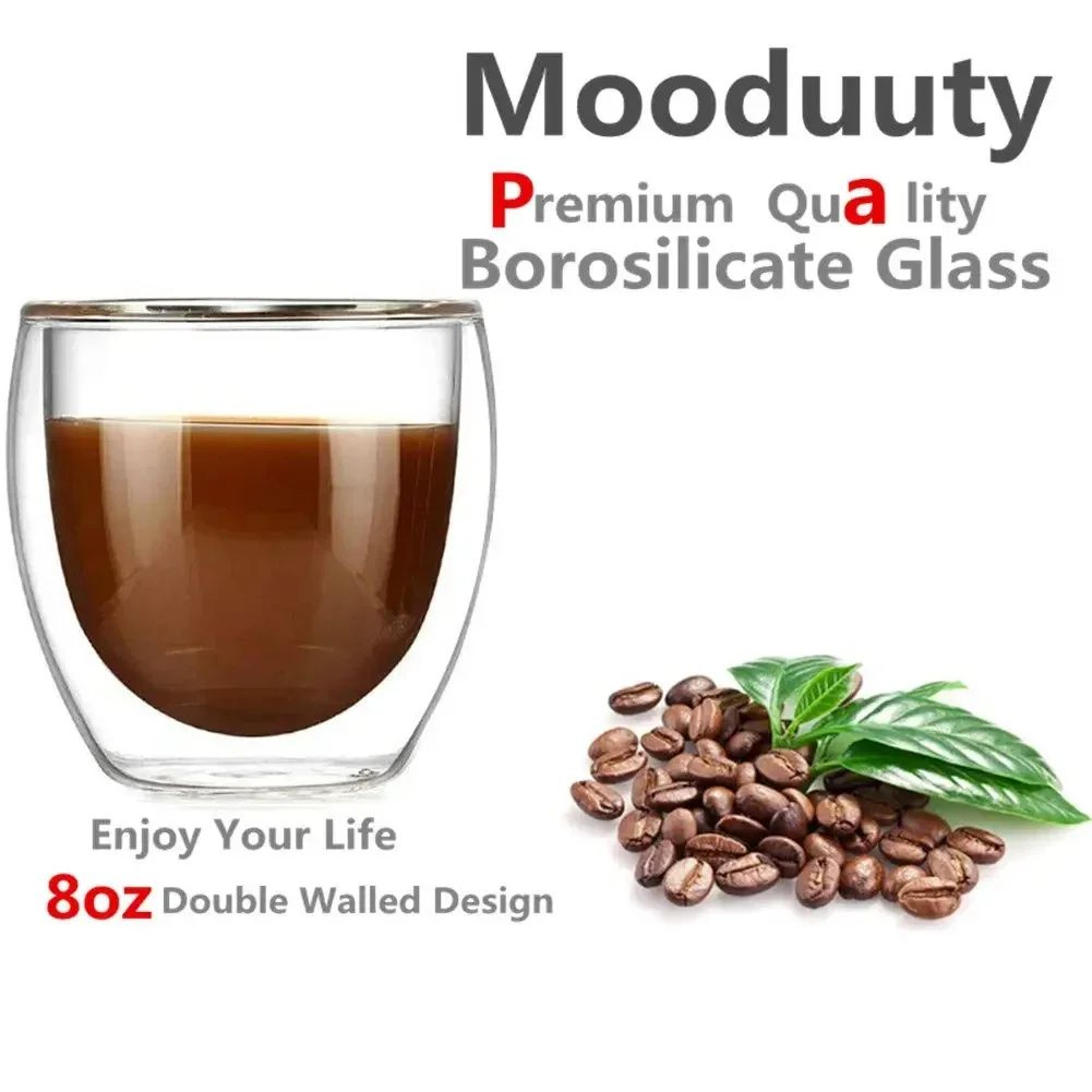 Double Wall Glass Espresso Cups Set  6pcs 80ml Insulated Clear Coffee Mugs 4