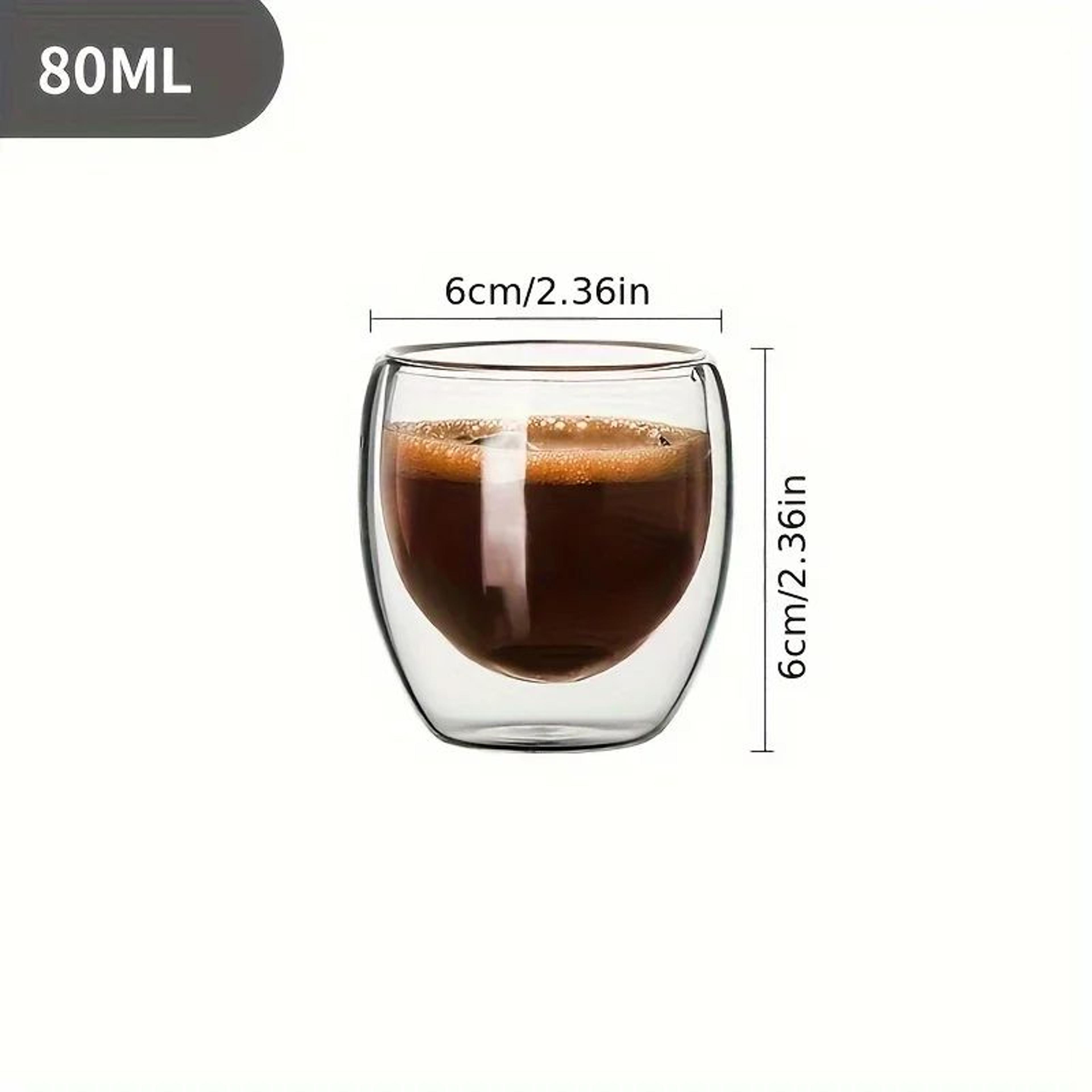 Double Wall Glass Espresso Cups Set  6pcs 80ml Insulated Clear Coffee Mugs 5