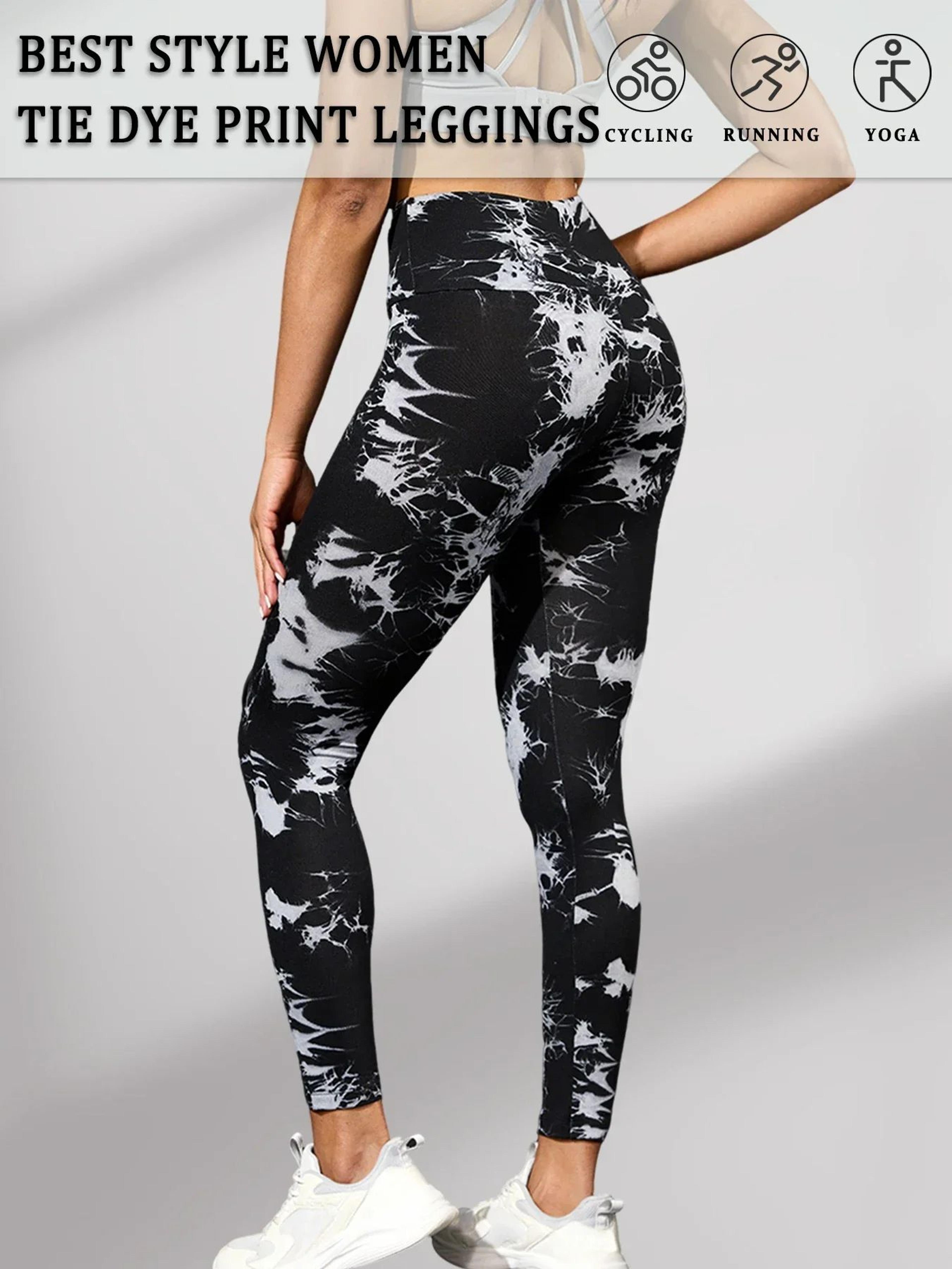 Super Soft High Waisted Tie Dye Leggings  Seamless Push Up Yoga Pants For Women 5