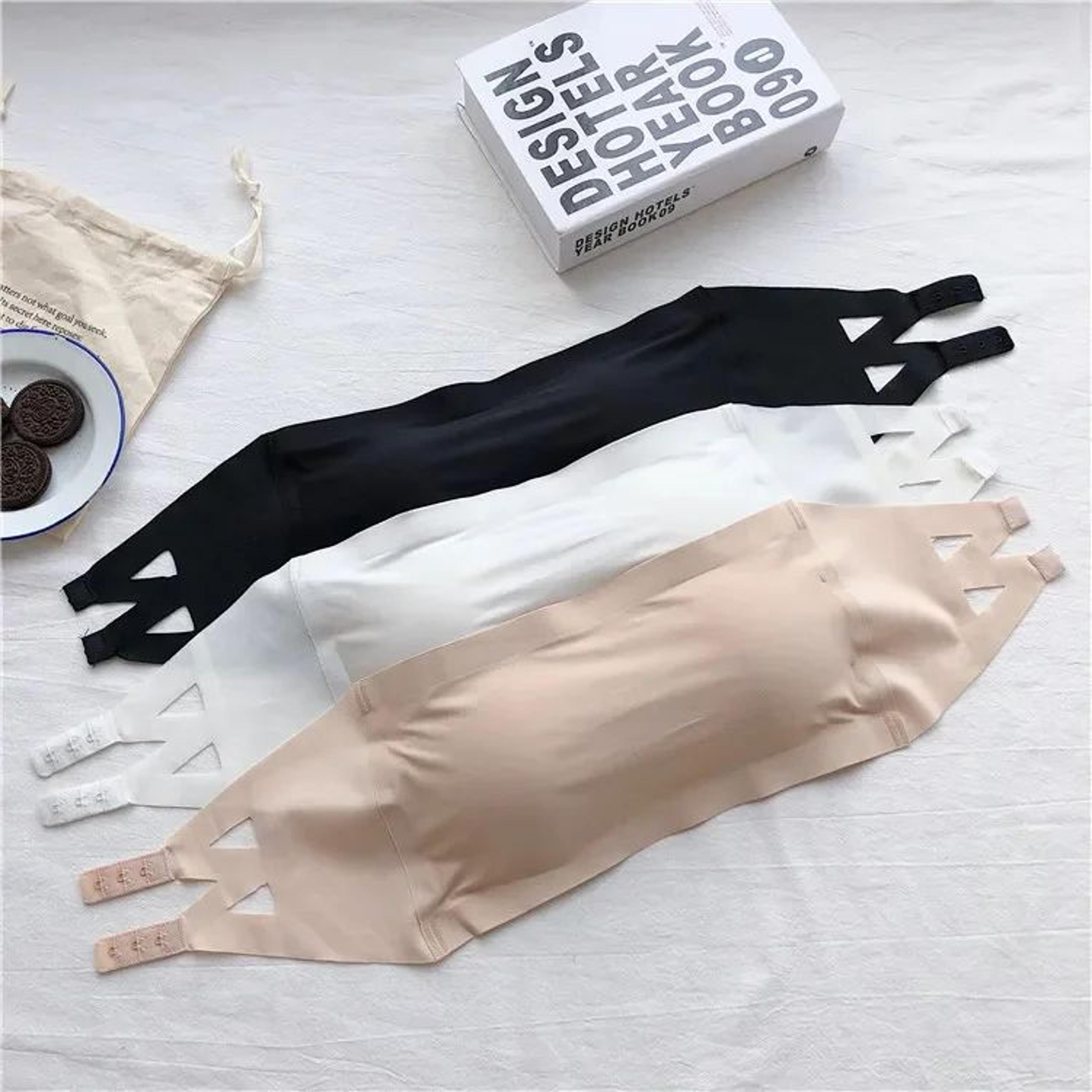 SilkAir Seamless Strapless Ice Silk Bra  Wireless Padded Summer Bandeau For Large Bust 5