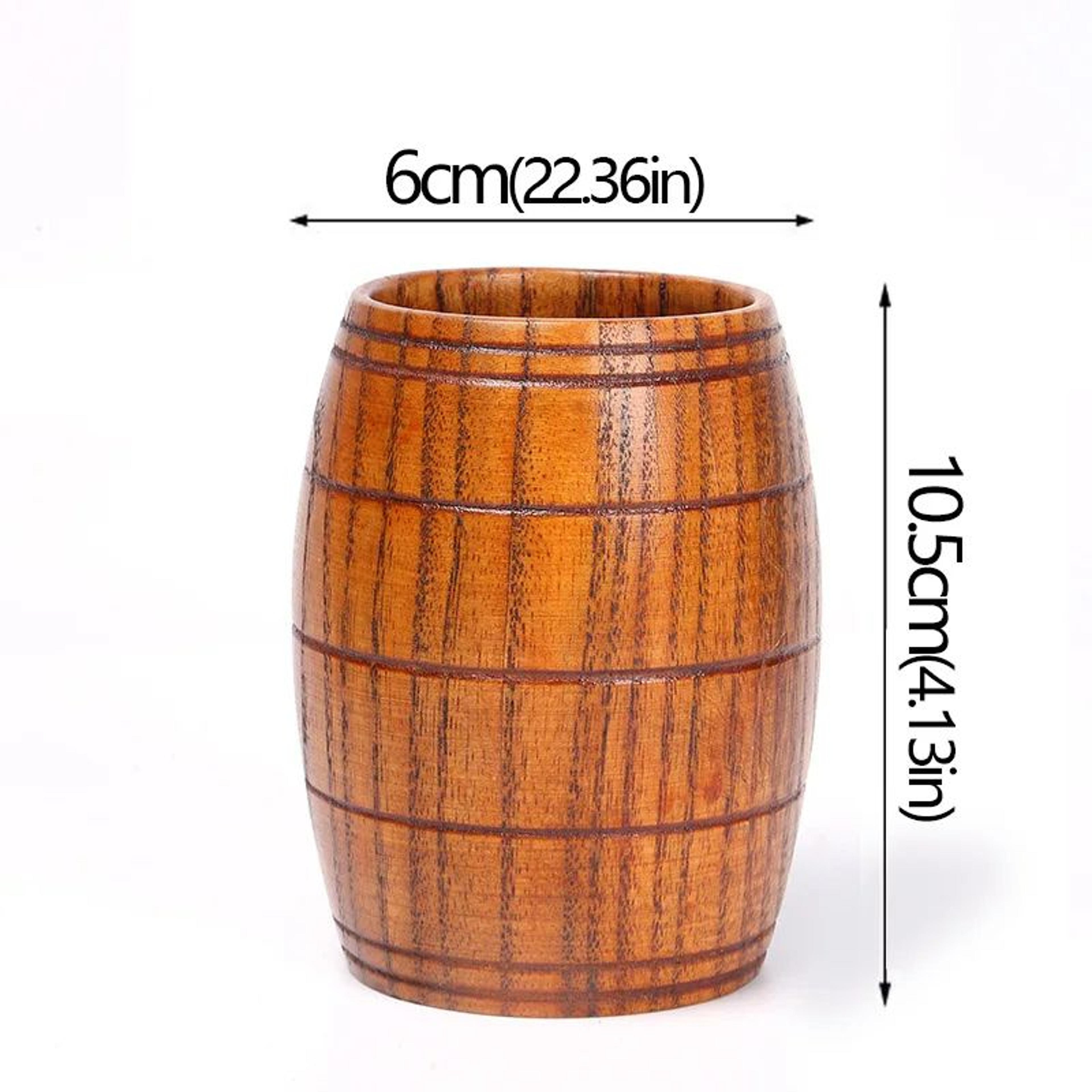 Handcrafted Jujube Wood Mug  Natural Wooden Coffee Cup With Ergonomic Handle 15