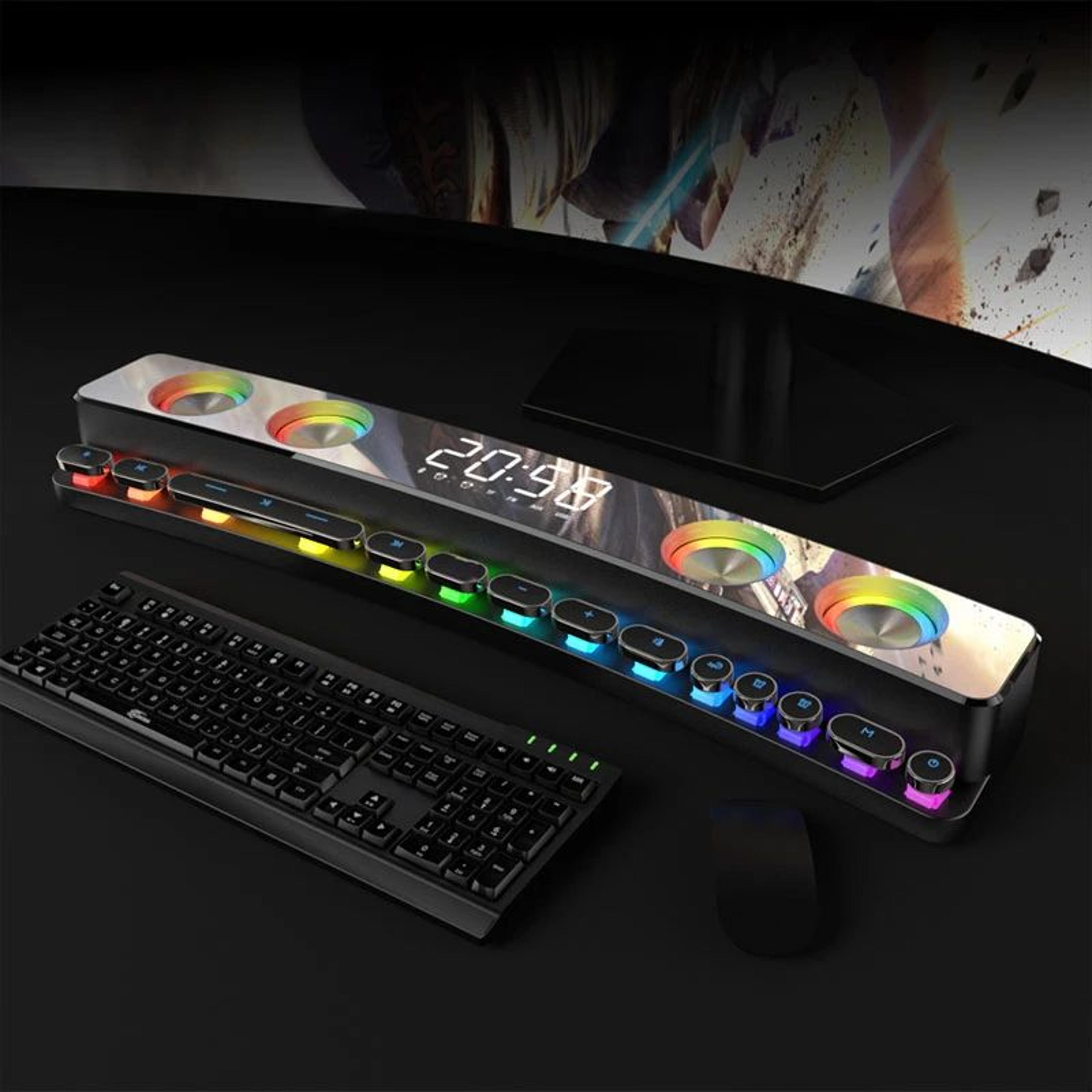 premium bluetooth sound bar with rgb stereo speaker & deep subwoofer sound system
