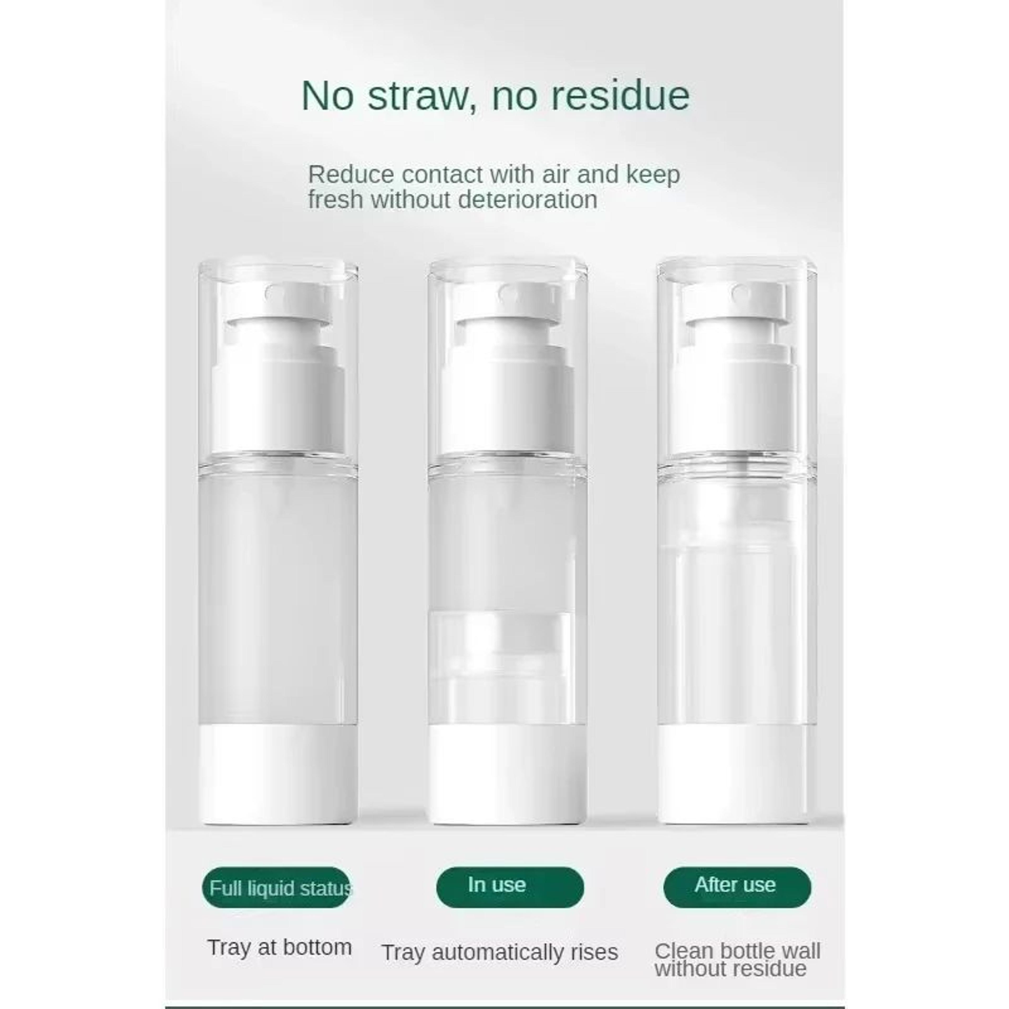 clear airless pump bottle (15–100ml) refillable travel cosmetic dispenser for creams & lotions