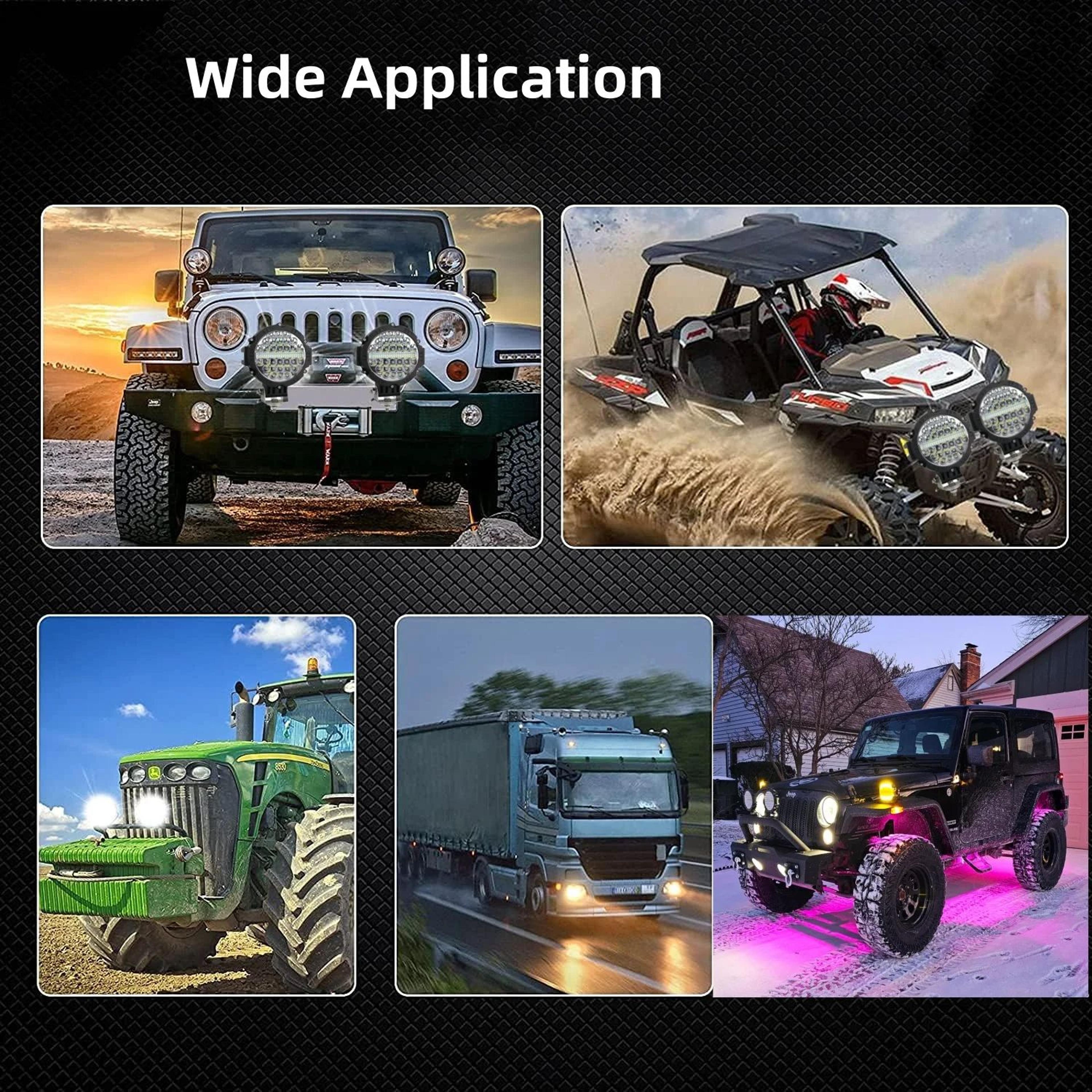 7Inch LED OffRoad Driving Lights  Waterproof Round Work Light Pods For Trucks Jeeps  ATVs 5