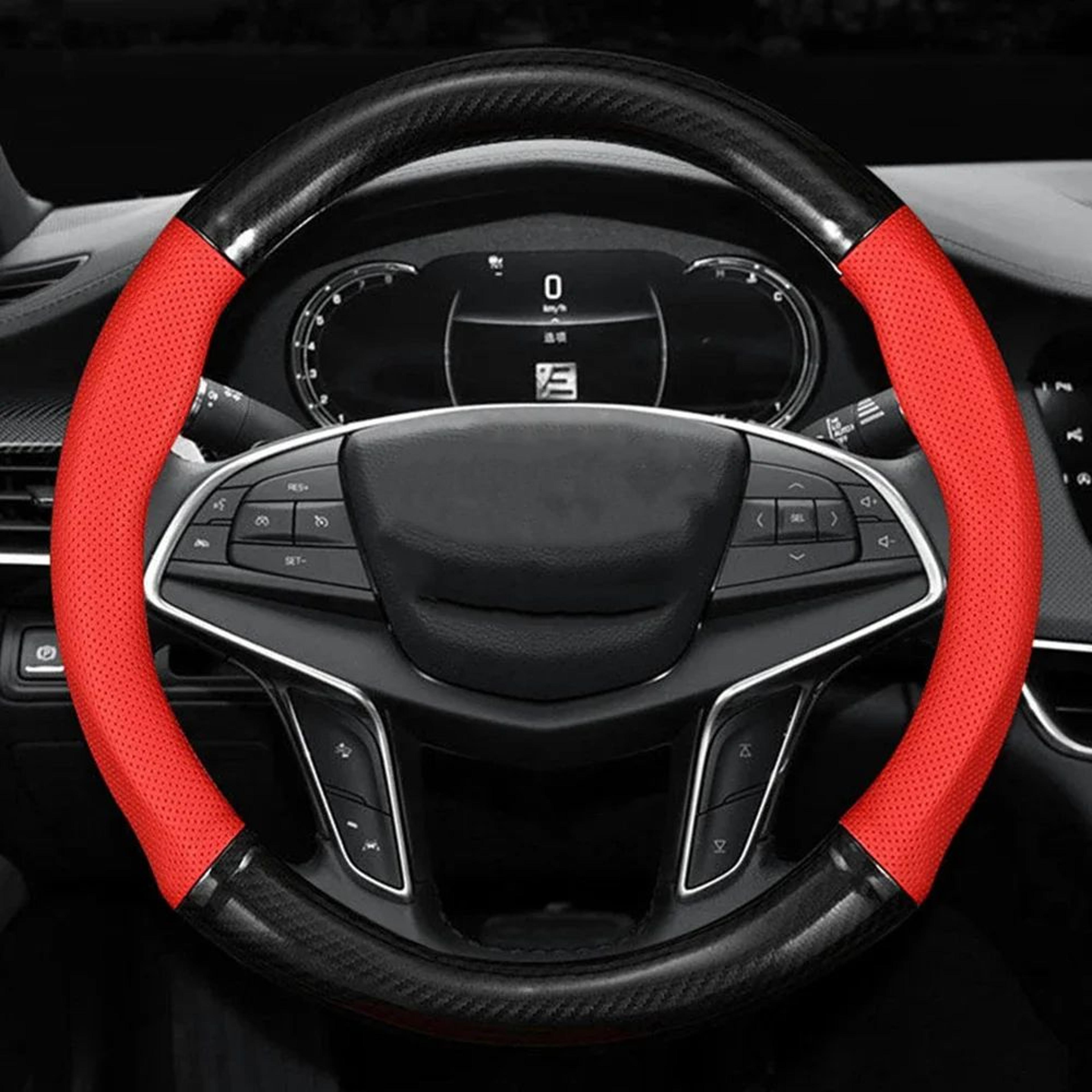 CarbonEdge Universal Car Steering Wheel Cover  AntiSlip Leather Grip 3