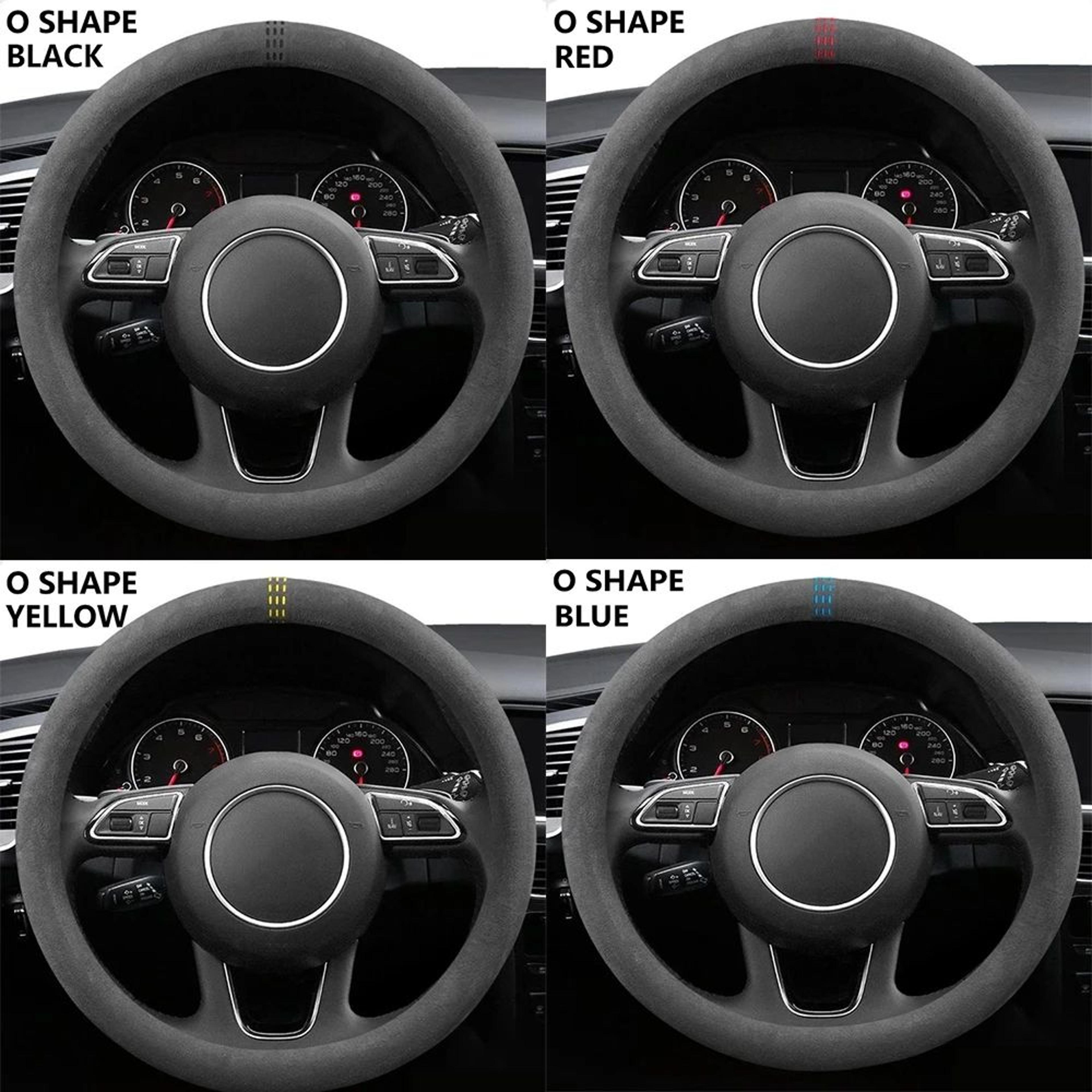 LuxeGrip Cowhide Suede Steering Wheel Cover  Universal 3738cm AntiSlip Wrap 4