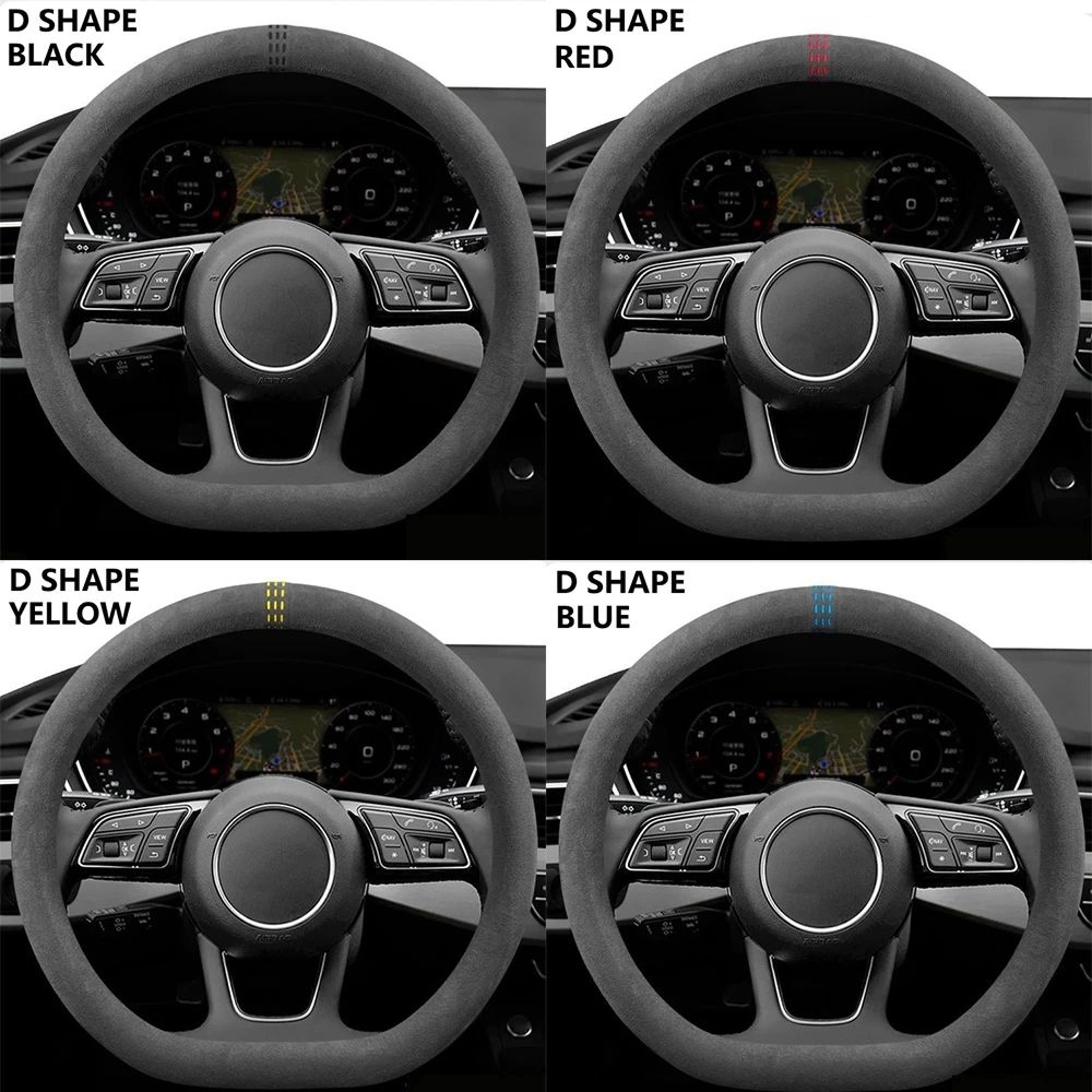 LuxeGrip Cowhide Suede Steering Wheel Cover  Universal 3738cm AntiSlip Wrap 5