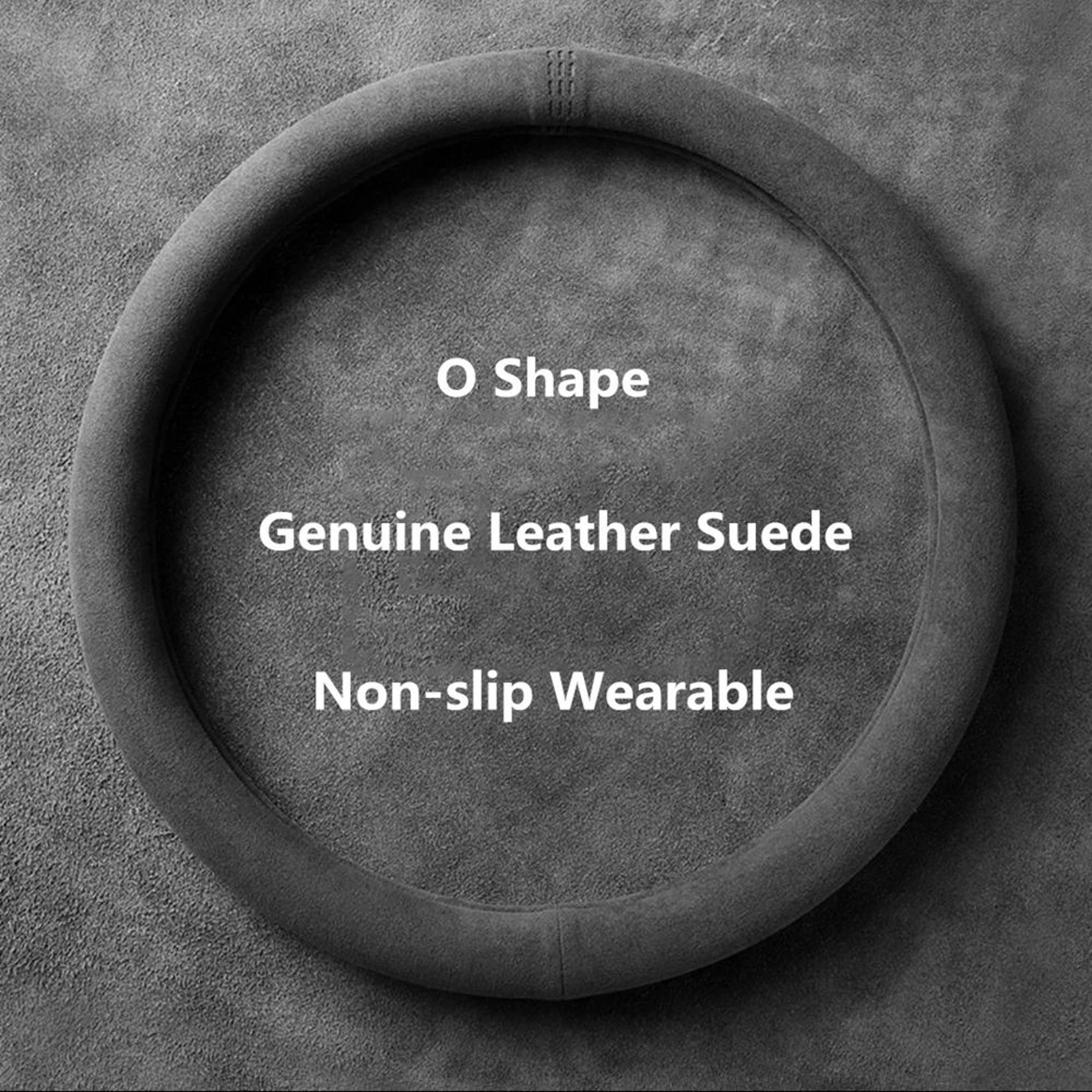 LuxeGrip Cowhide Suede Steering Wheel Cover  Universal 3738cm AntiSlip Wrap 10