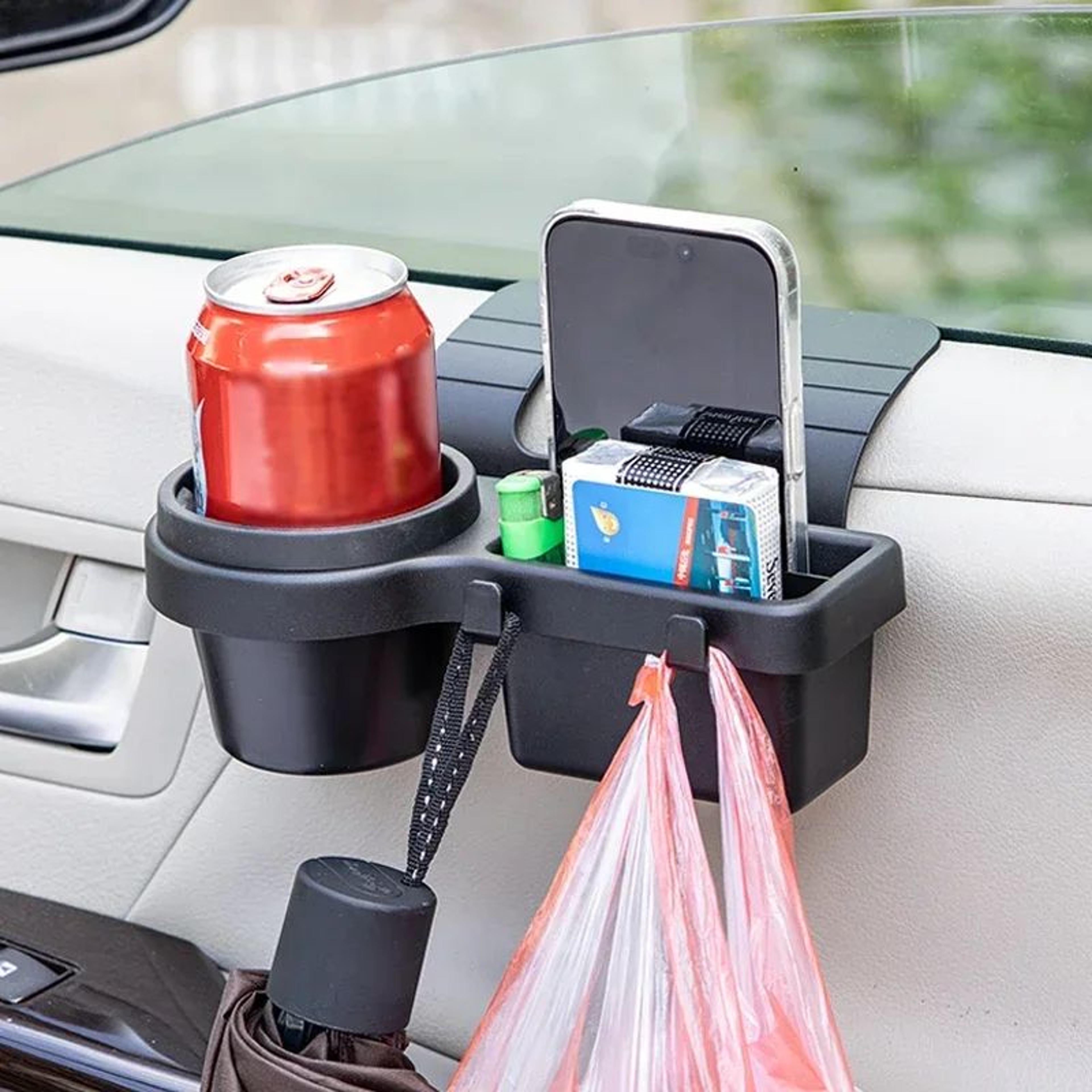 car door cup holder & phone mount organizer tray
