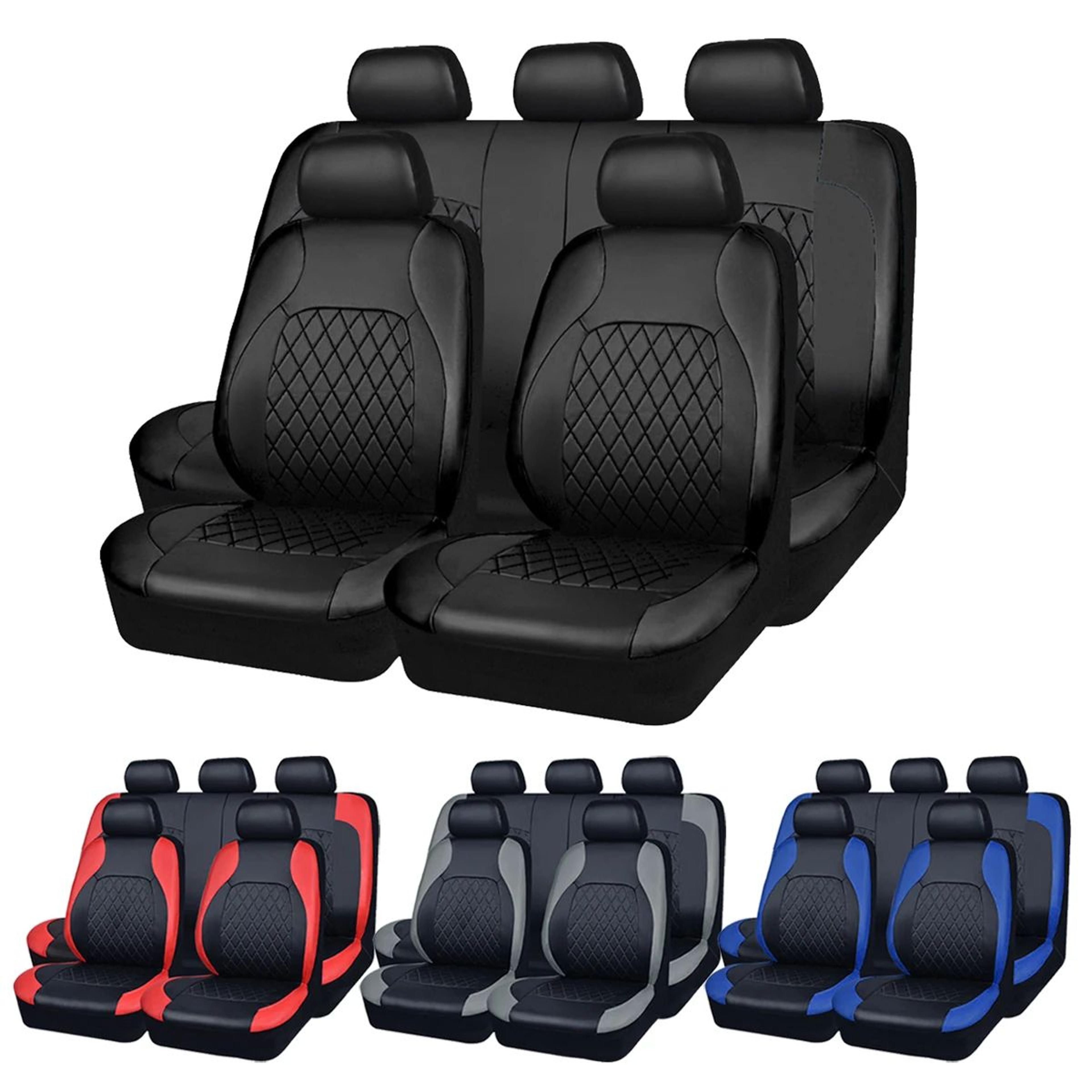 all-season quilted pu leather waterproof car seat cover set, full-surround protection, universal fit