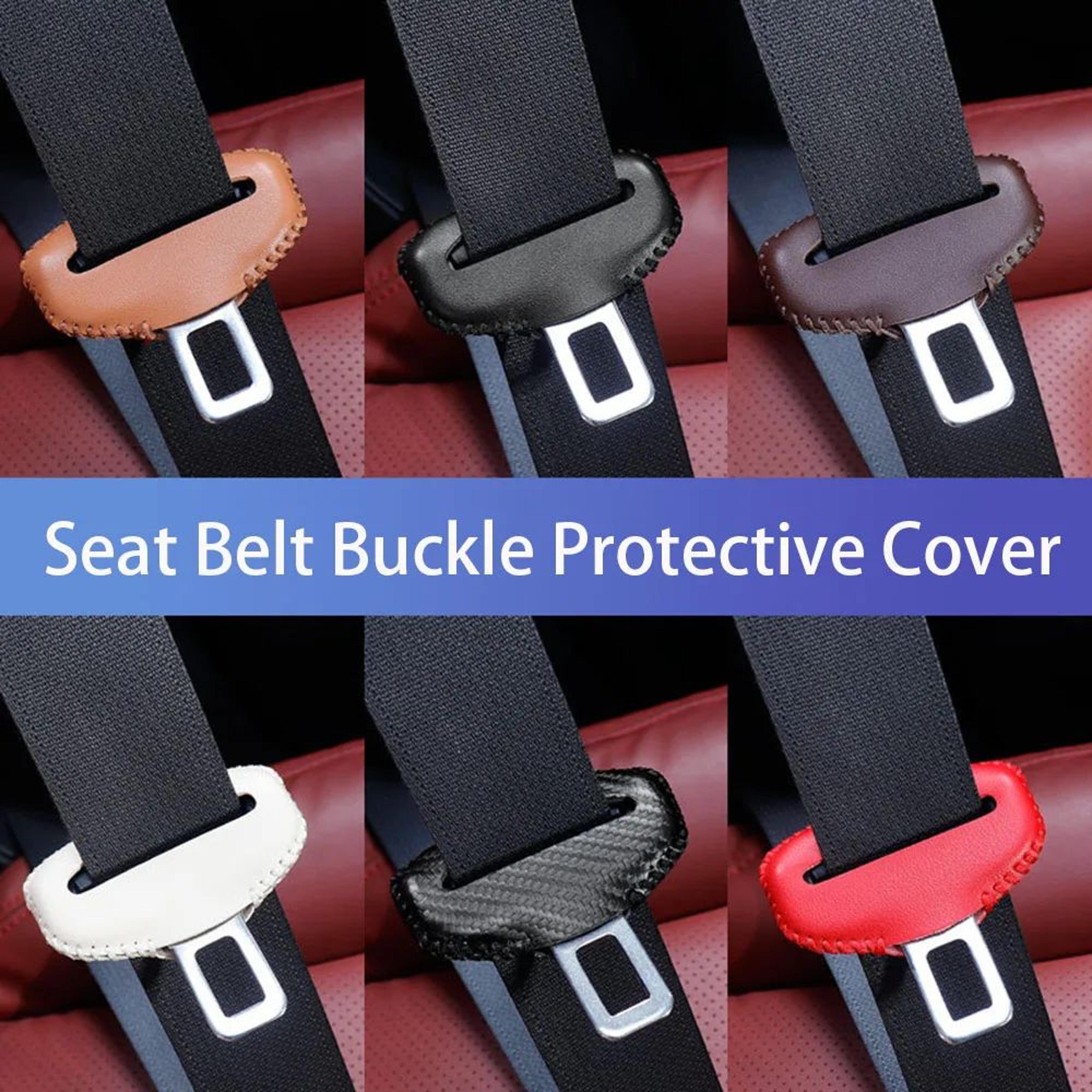 universal seat belt buckle cover in pu leather – anti-scratch, quiet-ride protector for car interiors