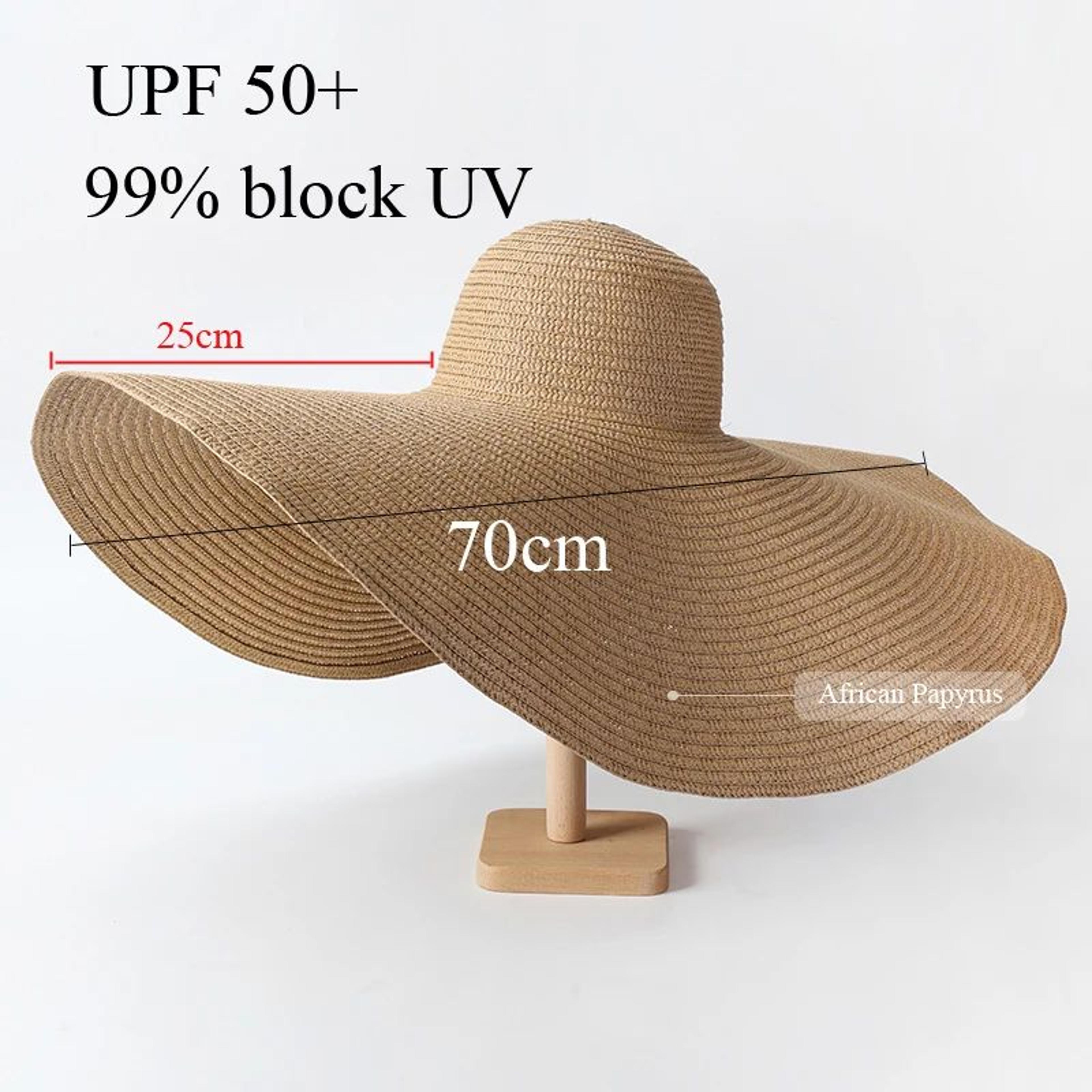 Oversized 70cm Wide Brim Beach Sun Hat  Foldable UV Protection Straw Hat For Women 1