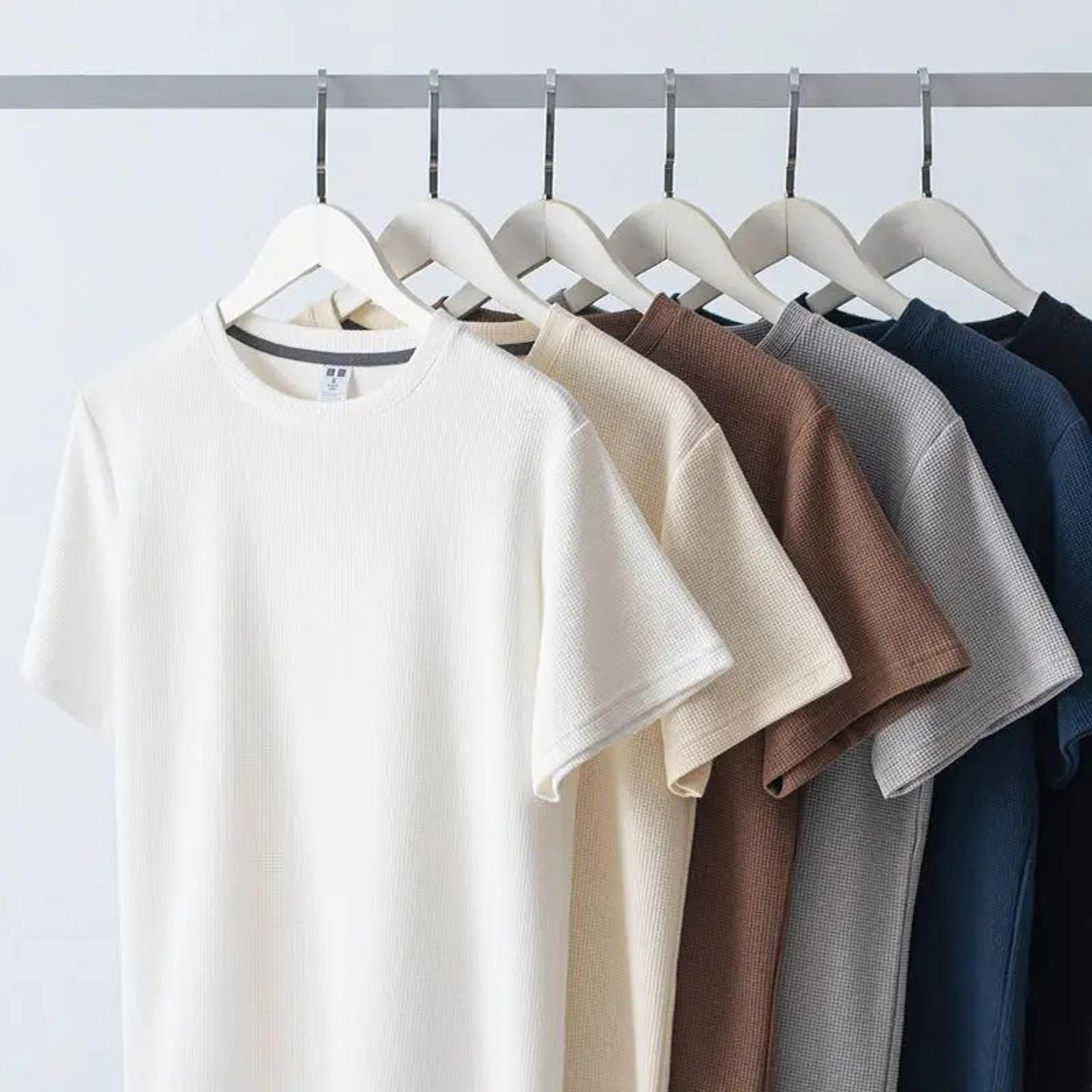 mens waffle knit summer comfort tee – breathable casual short sleeve t-shirt