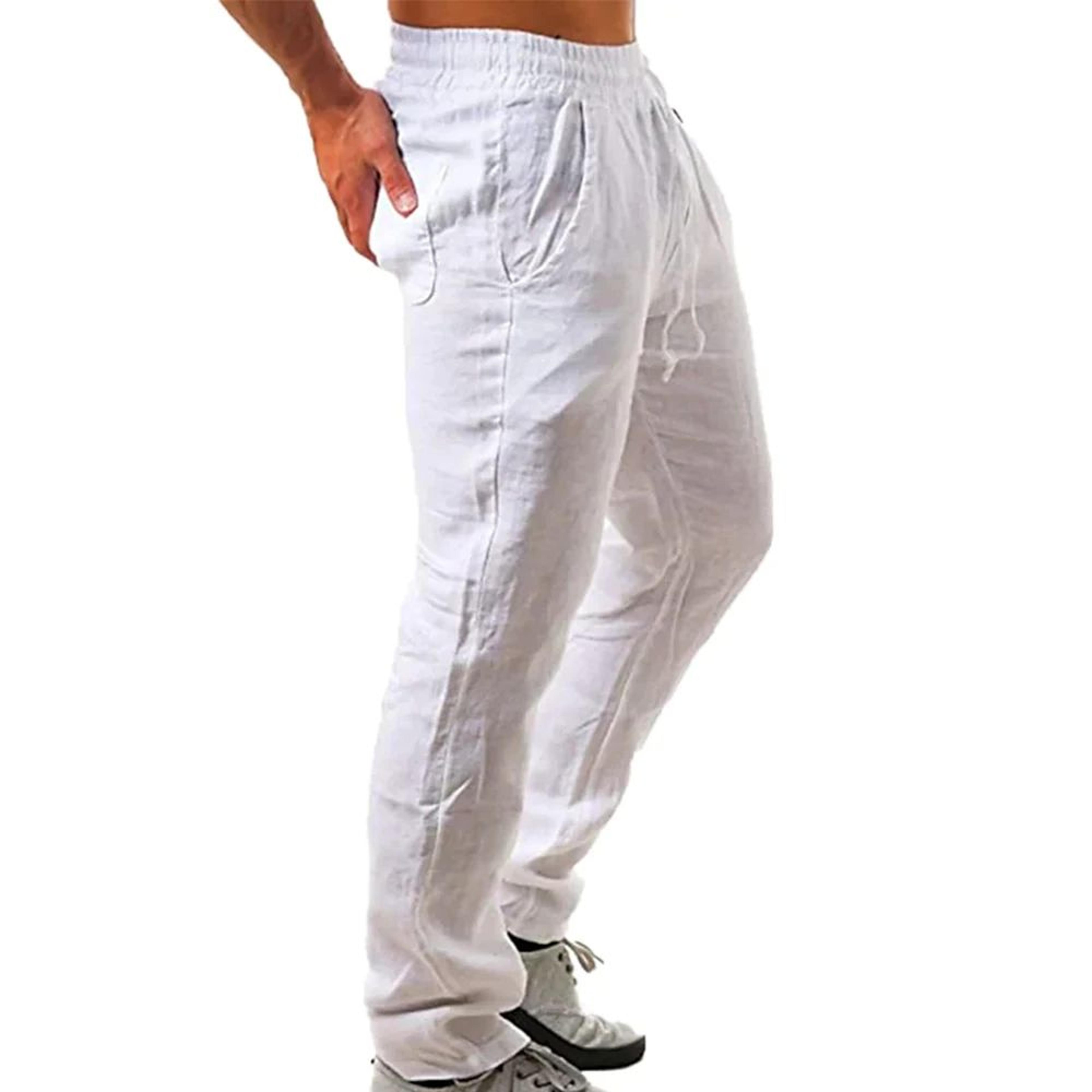 BreezeFlex Mens Linen Pants  Breathable Cotton Linen Casual Trousers With Elastic Waist 2