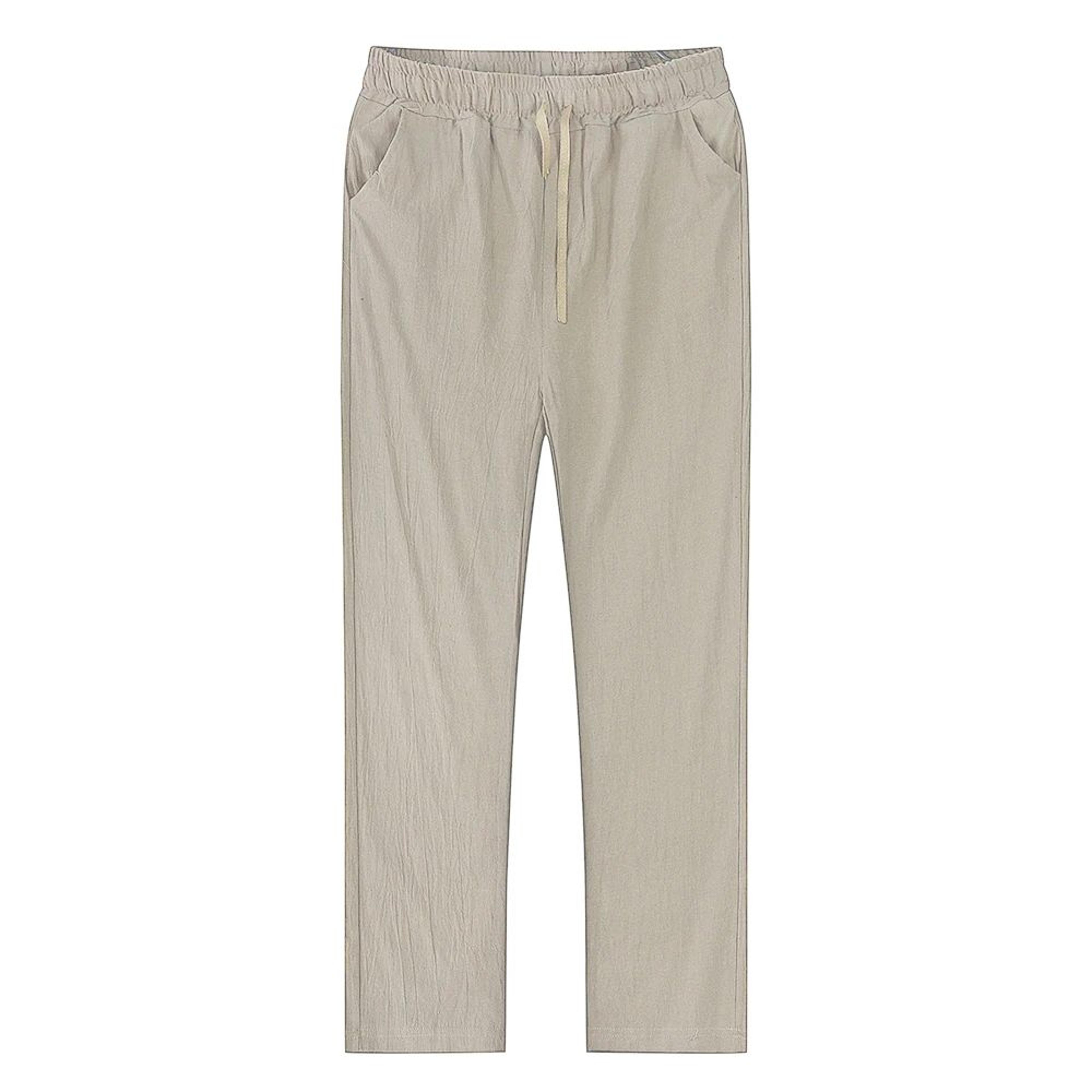 BreezeFlex Mens Linen Pants  Breathable Cotton Linen Casual Trousers With Elastic Waist 4