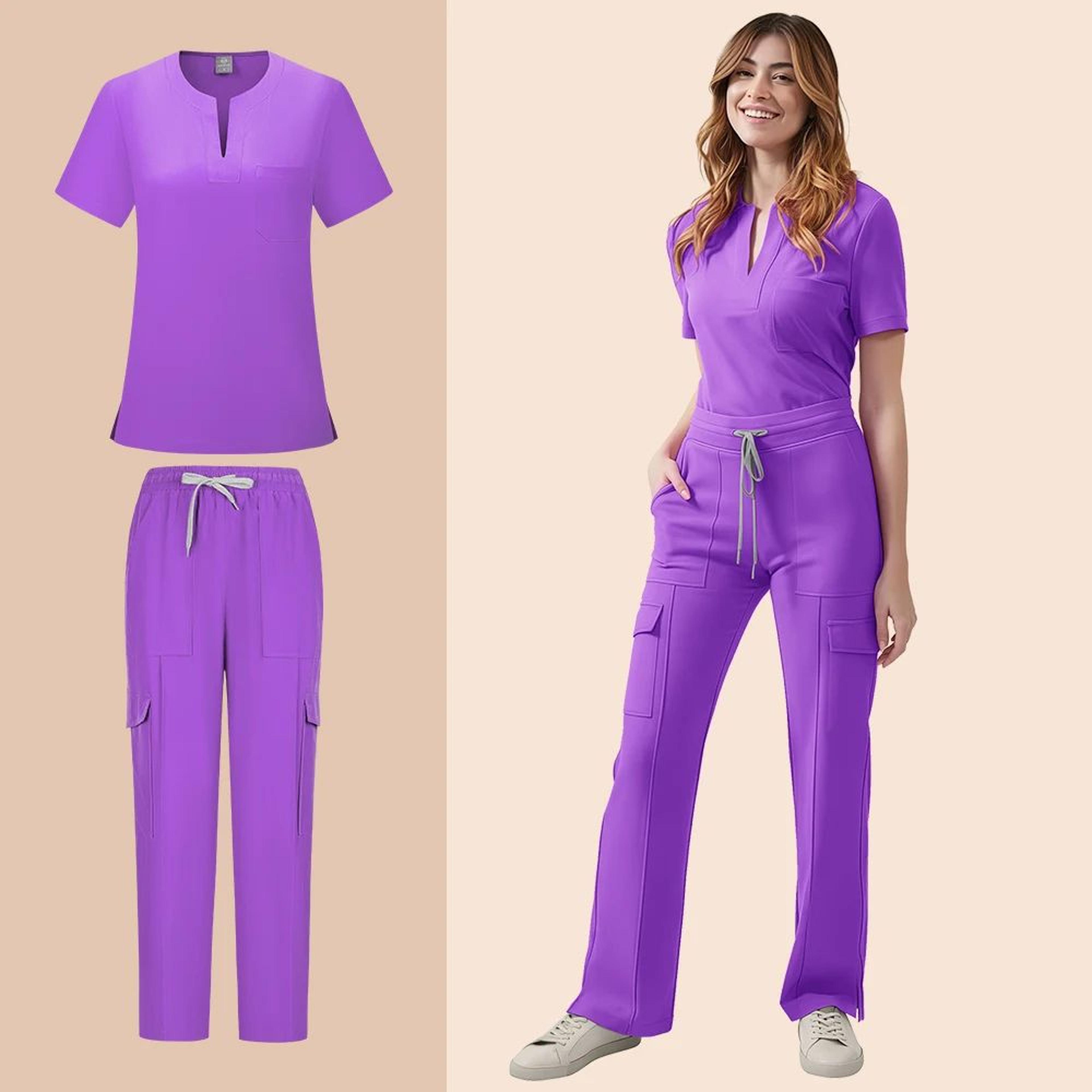 ComfortFlex Women Nurse Scrub Set  2Piece Medical Uniform With Pocket Top  Work Pants 8