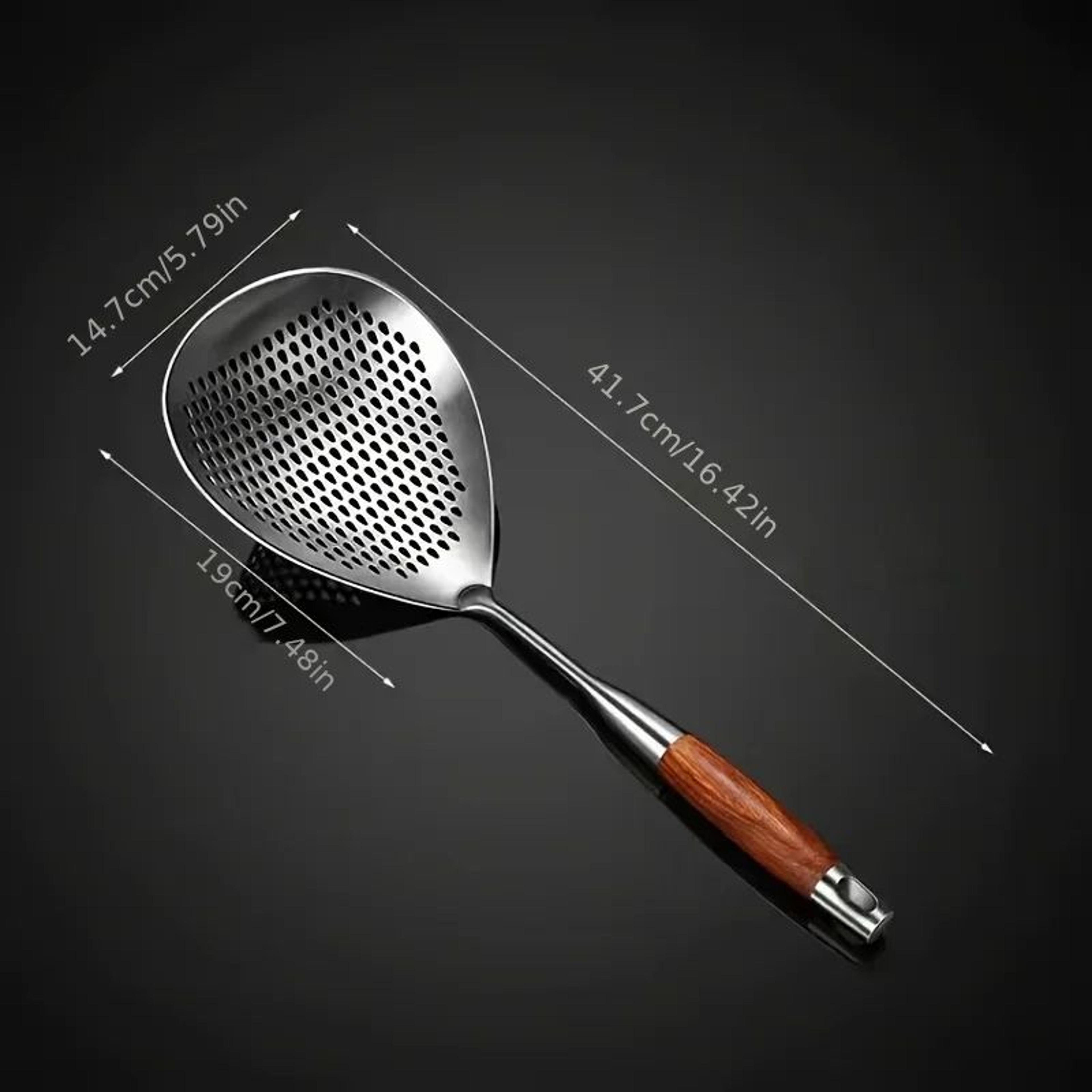 Stainless Steel Kitchen Strainer Spoon With Wood Handle  MultiUse Cooking Sieve  Scoop 5