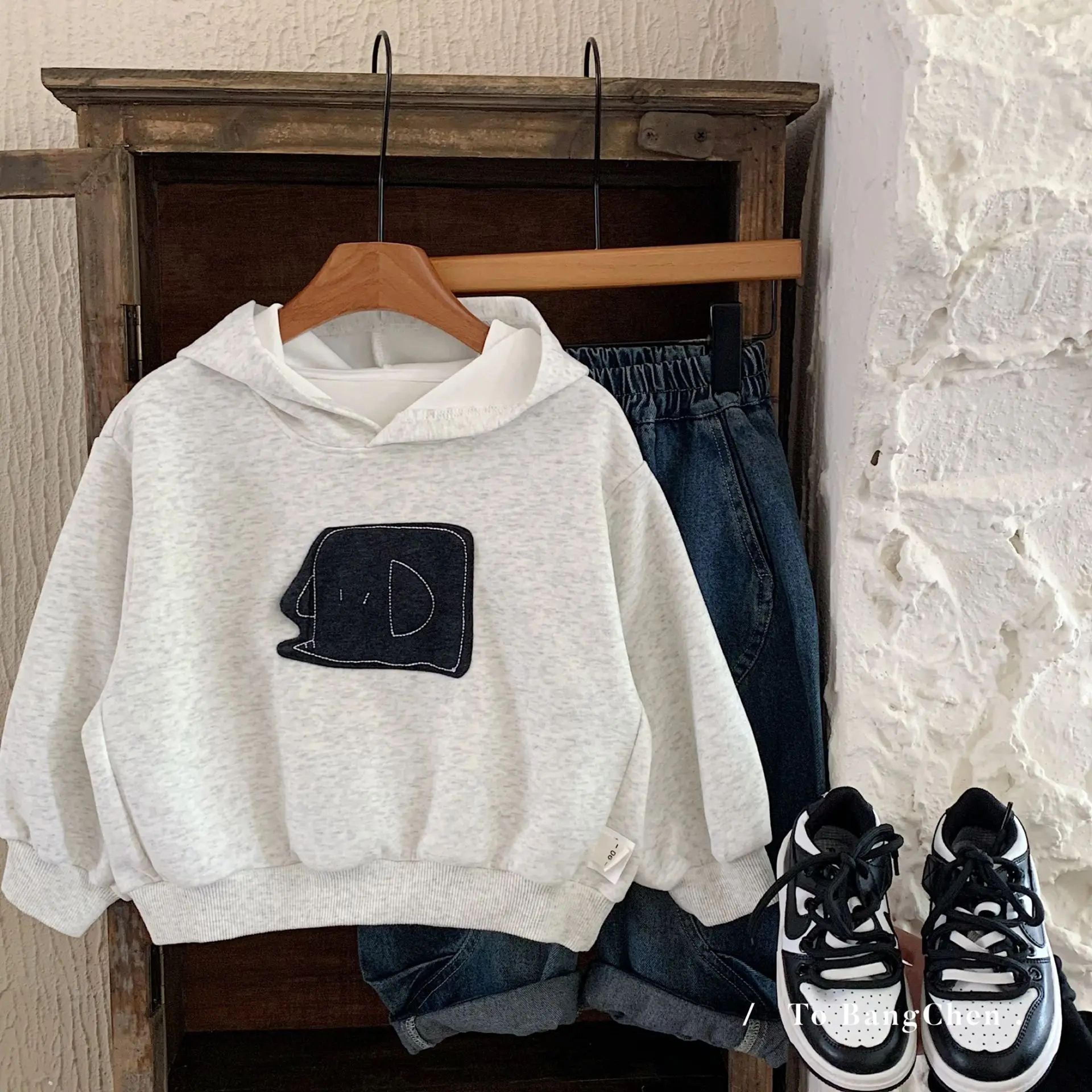 ins-style cartoon toddler boys hoodie – cozy baby boys sweatshirt pullover with hood