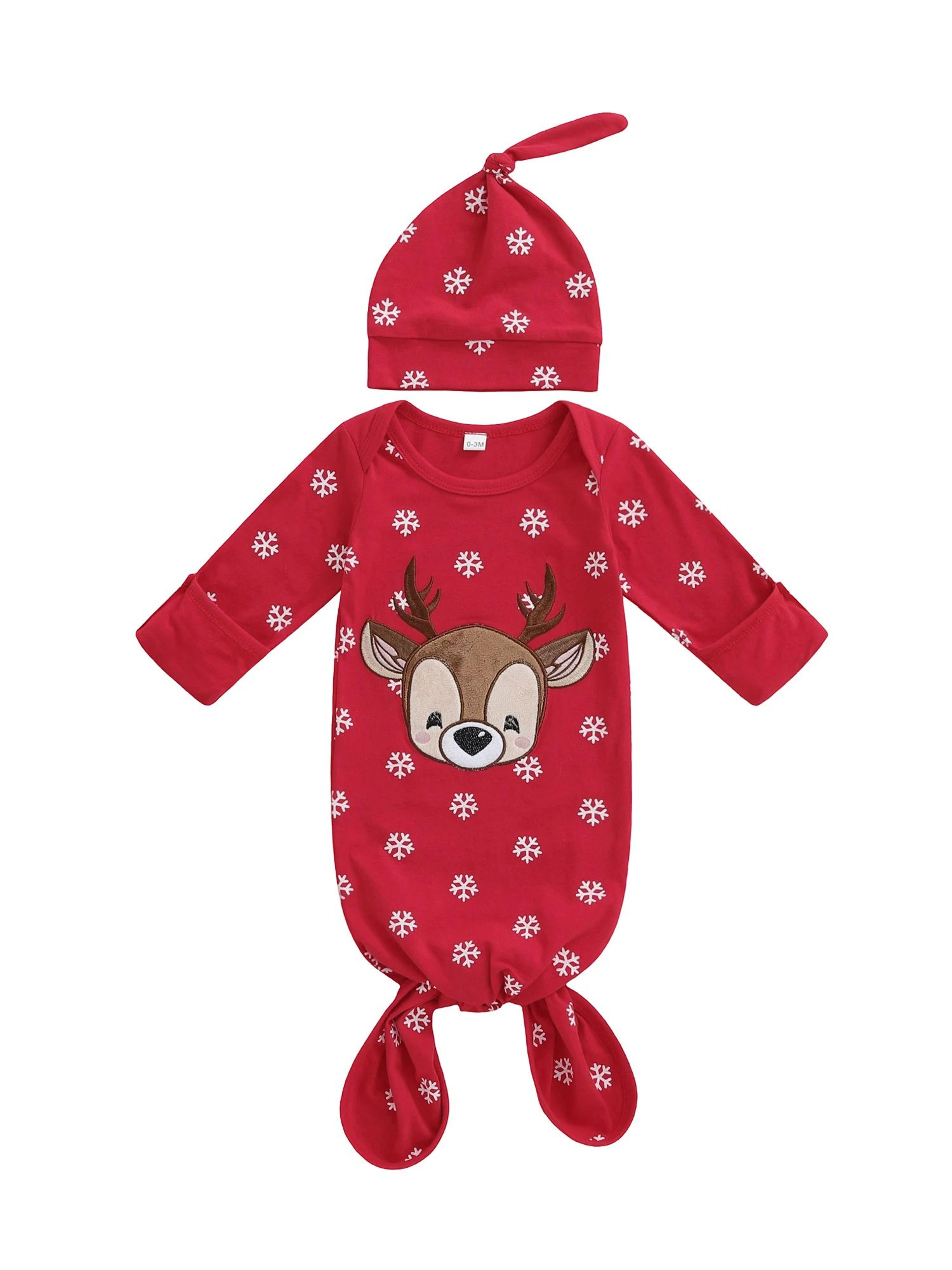 Cozy Reindeer Infant Christmas Pajamas Set With Hat  Soft Baby Winter Pajama Set 1