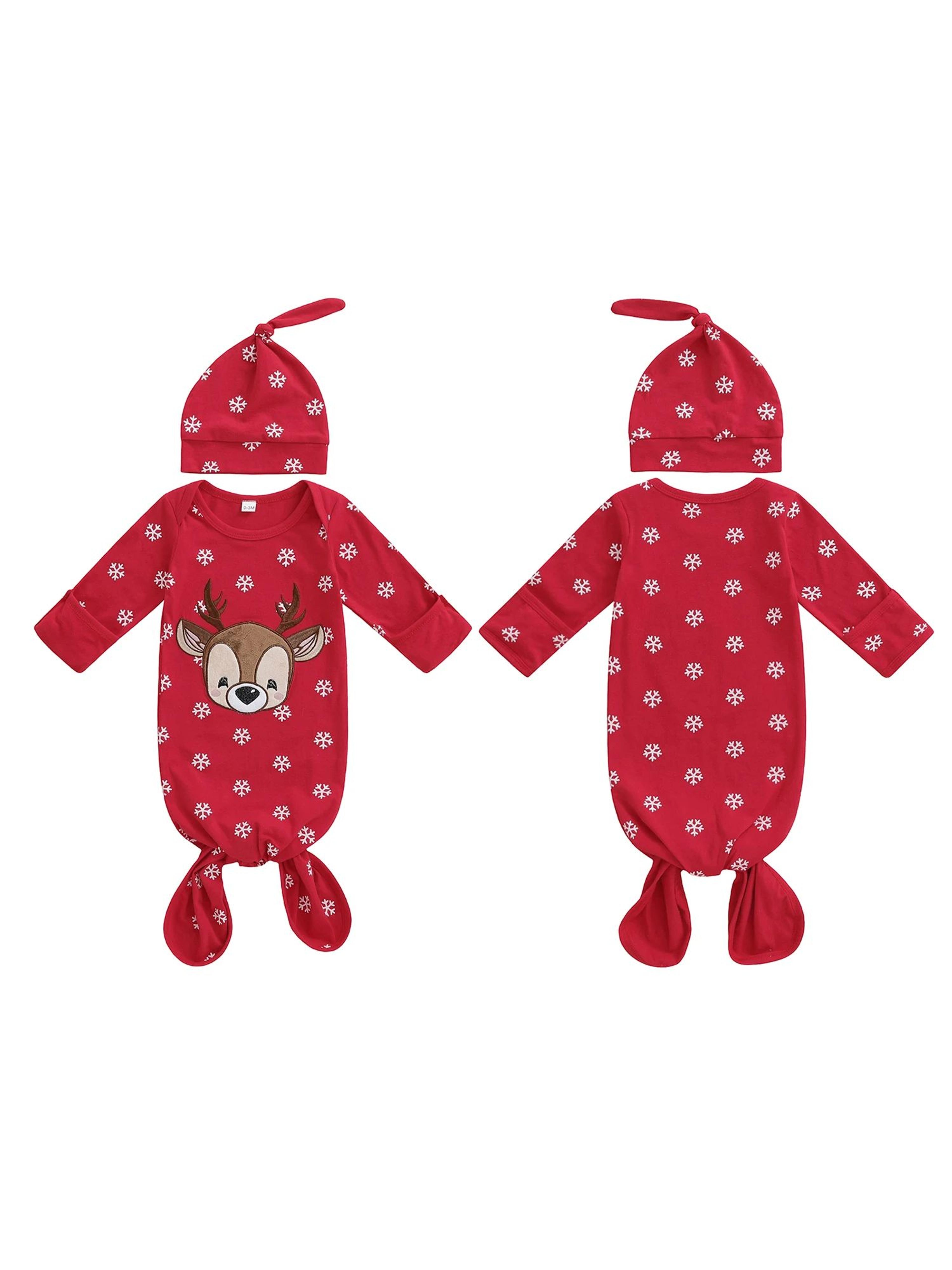 Cozy Reindeer Infant Christmas Pajamas Set With Hat  Soft Baby Winter Pajama Set 3