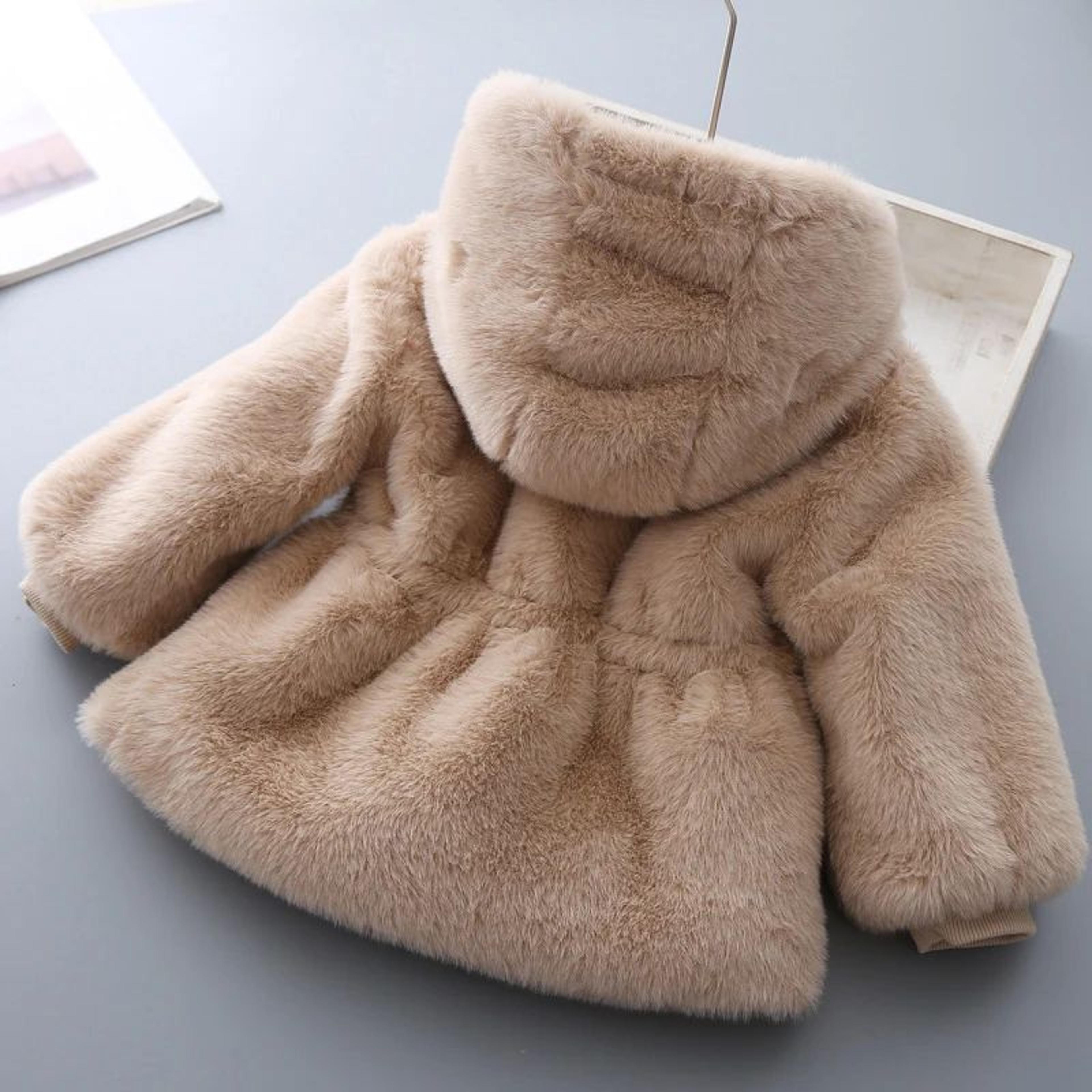 LuxeWarm Girls Winter Coat  Plush Kids Fur Hooded Jacket With Thick Padded Warmth 1
