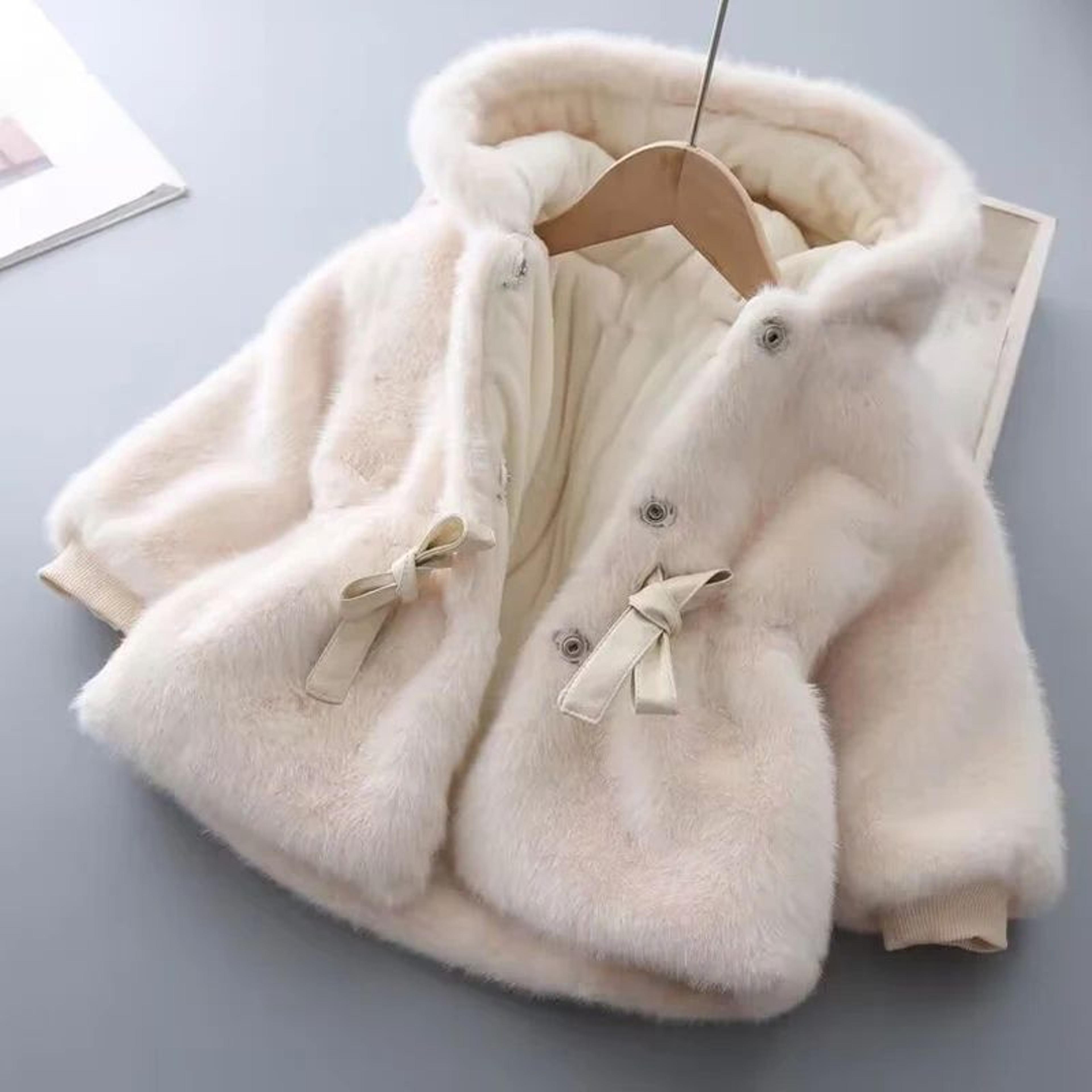 LuxeWarm Girls Winter Coat  Plush Kids Fur Hooded Jacket With Thick Padded Warmth 4