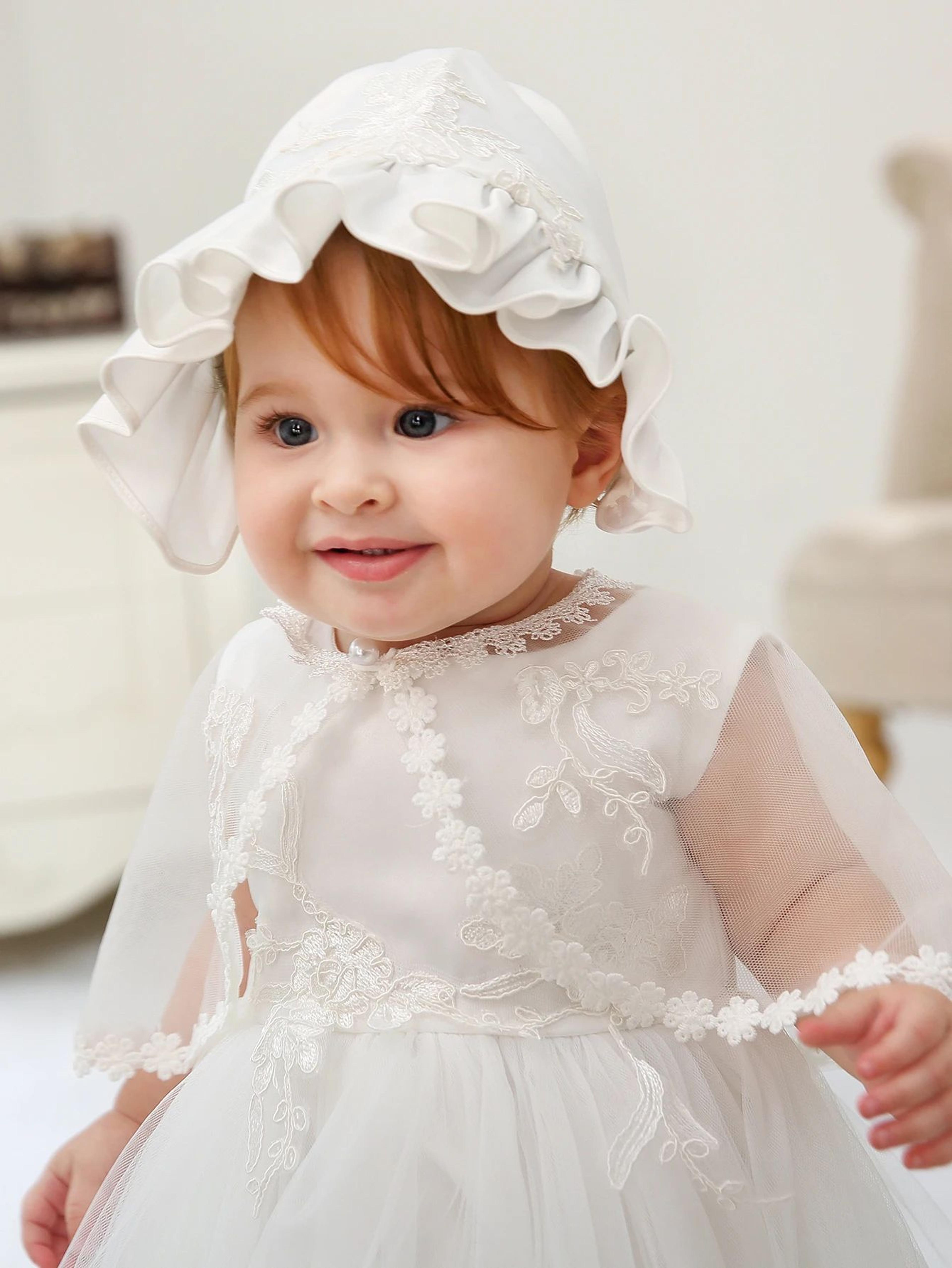 Royal Bloom Baby Princess Dress With Satin Hood Cloak  Floral Embroidered Lace Flower Girl Dress Se 4