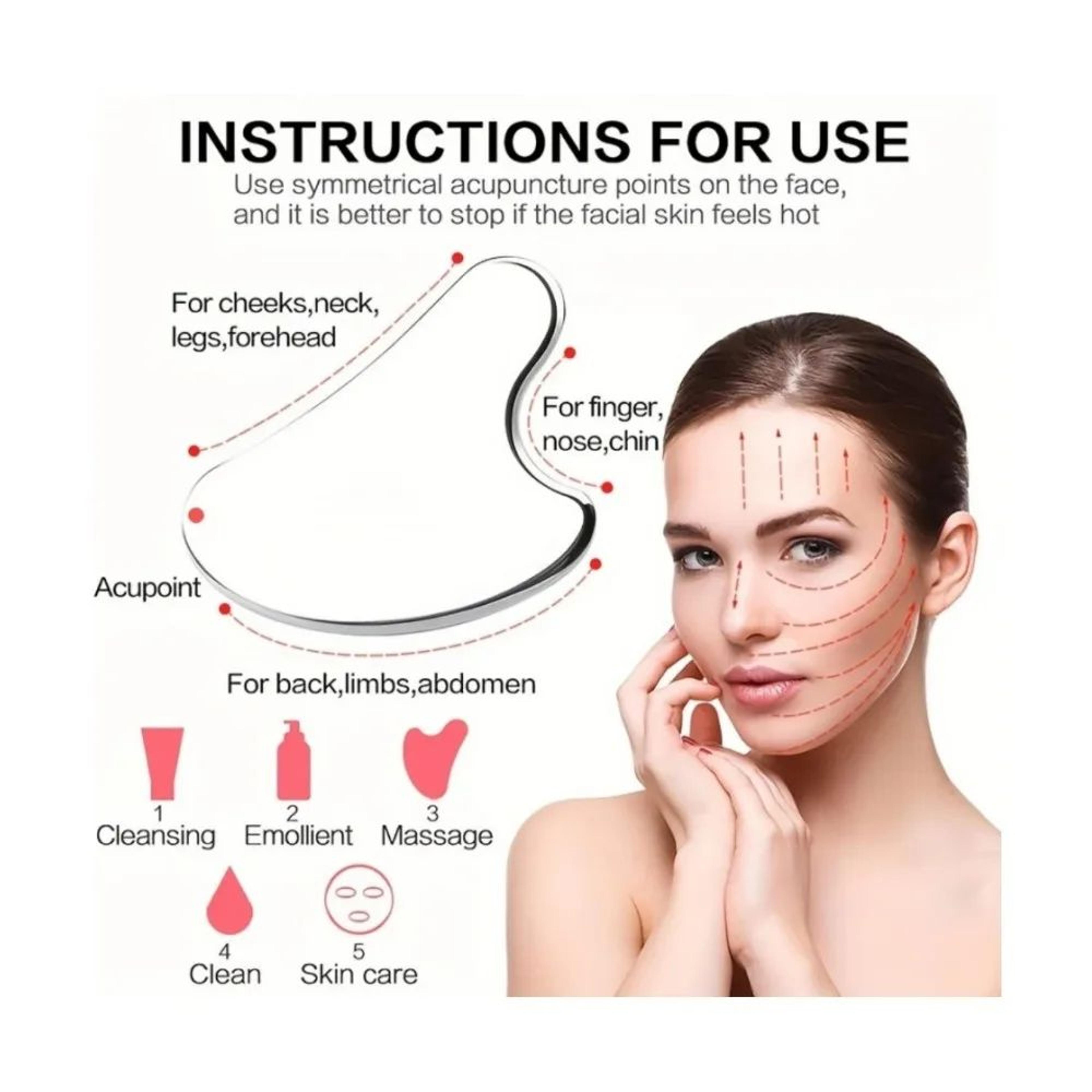 Stainless Steel Ice Face Roller  Gua Sha Set For Depuffing And Facial Sculpting 3