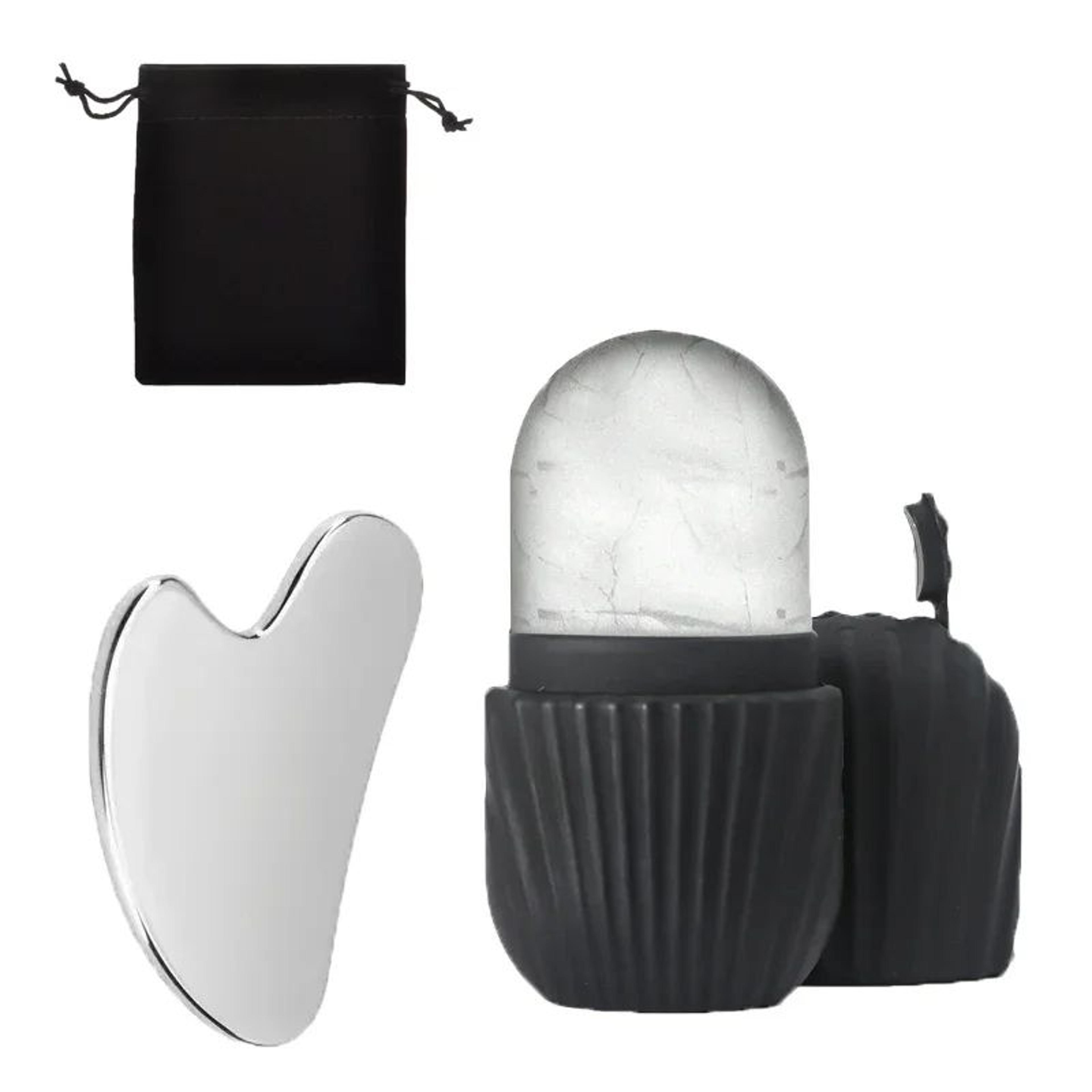 Stainless Steel Ice Face Roller  Gua Sha Set For Depuffing And Facial Sculpting 11