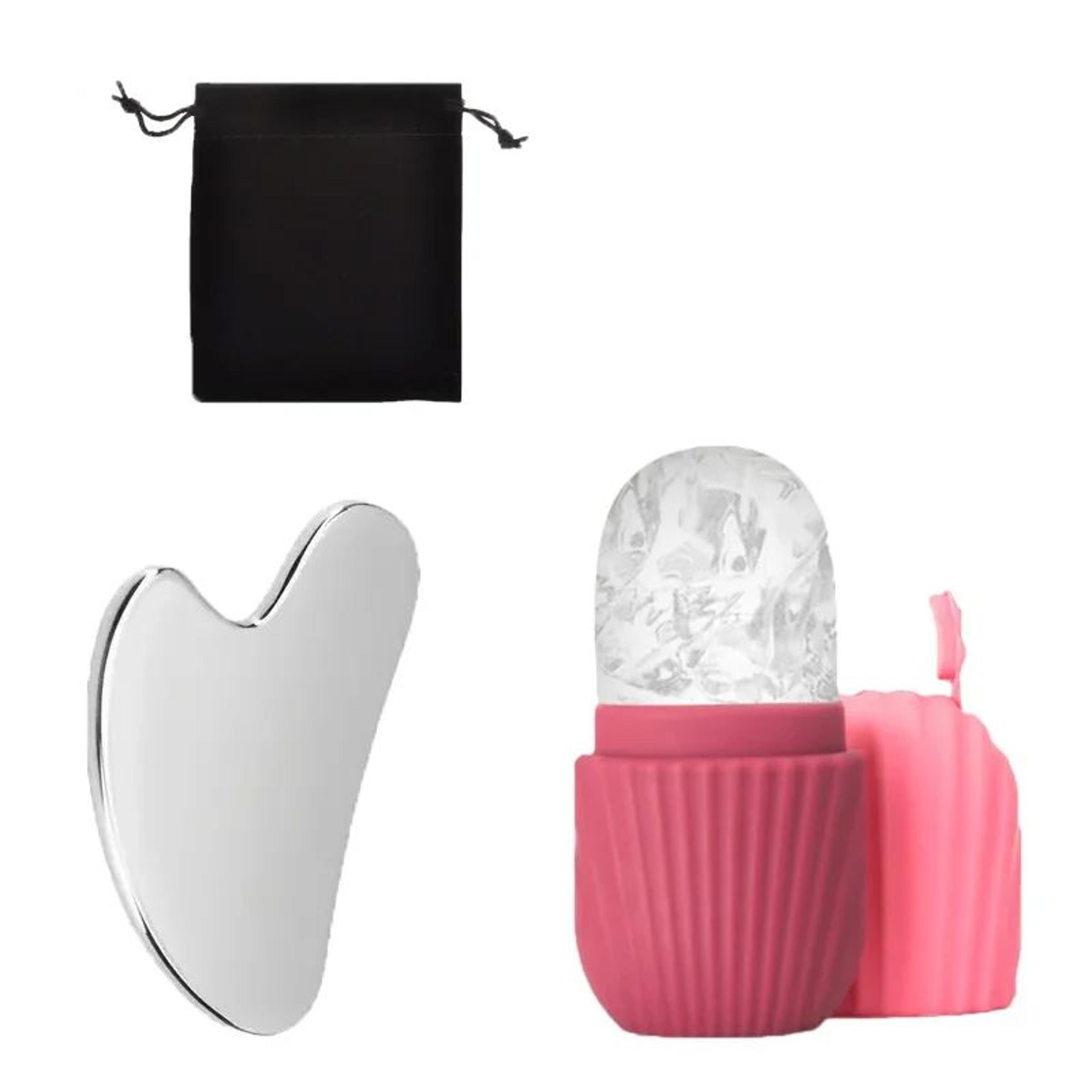 Stainless Steel Ice Face Roller  Gua Sha Set For Depuffing And Facial Sculpting 13